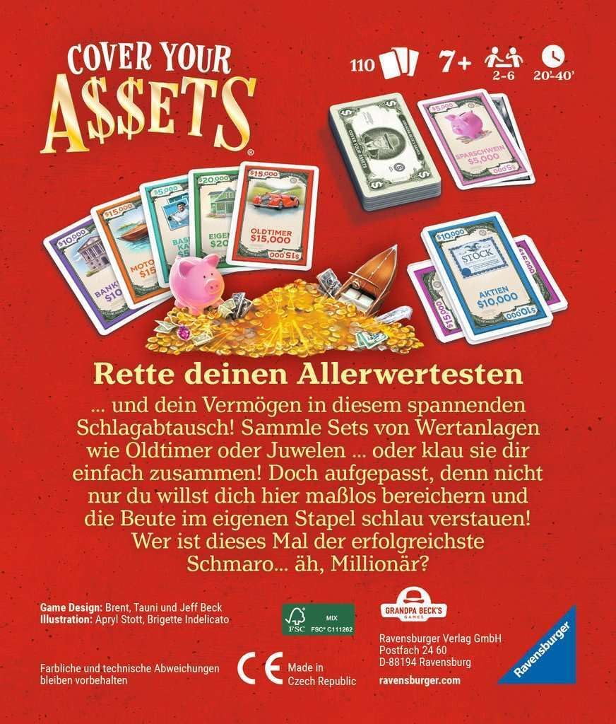 Ravensburger Spiele 22577 - Cover Your Assets - Simple Card Game for Children and Adults from 7 Years, for 2-6 Players