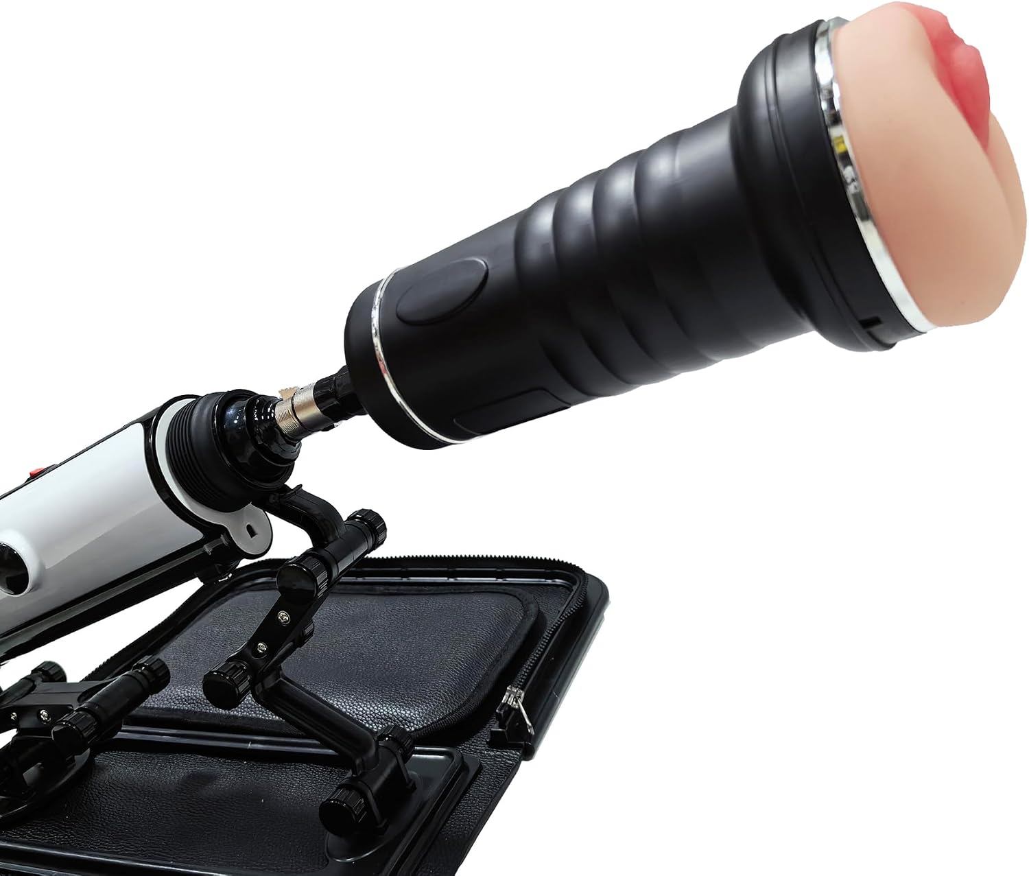 2 in 1 Male Masturbator with 3XLR Adapter Sex Machine Auto Thrusting 2 in 1 Pocket Pussy & Anus Sucking Cup Soft Fleshy Penis Training Masturbator for Men