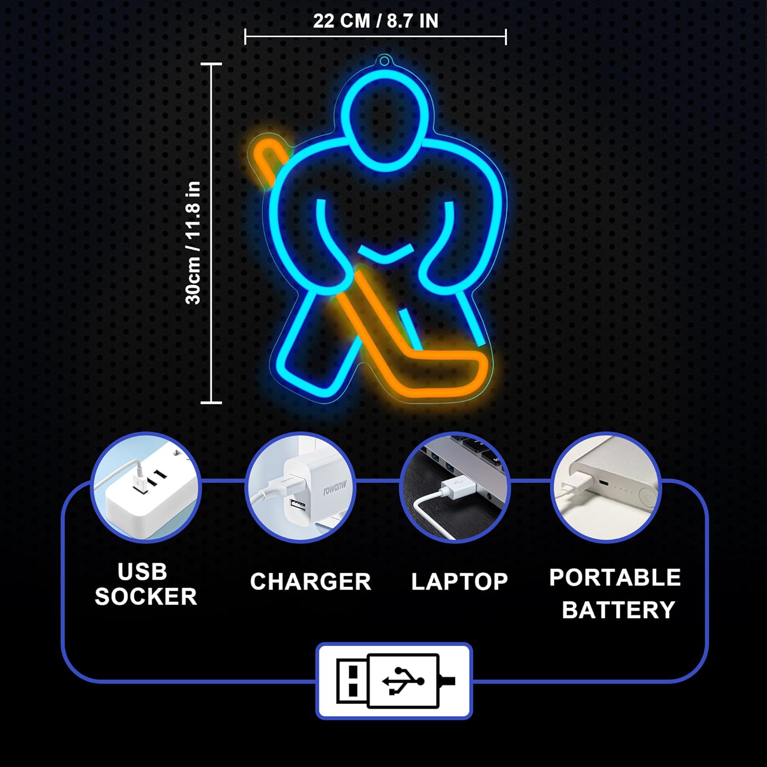 Ice Hockey Neon Sign Lampeez Ice Hockey Player LED Neon Signs for Hockey Room Decor, Light Up Signs for Wall Decor Hockey Gifts Neon Lights for Boys Teen Sports Party Decoration