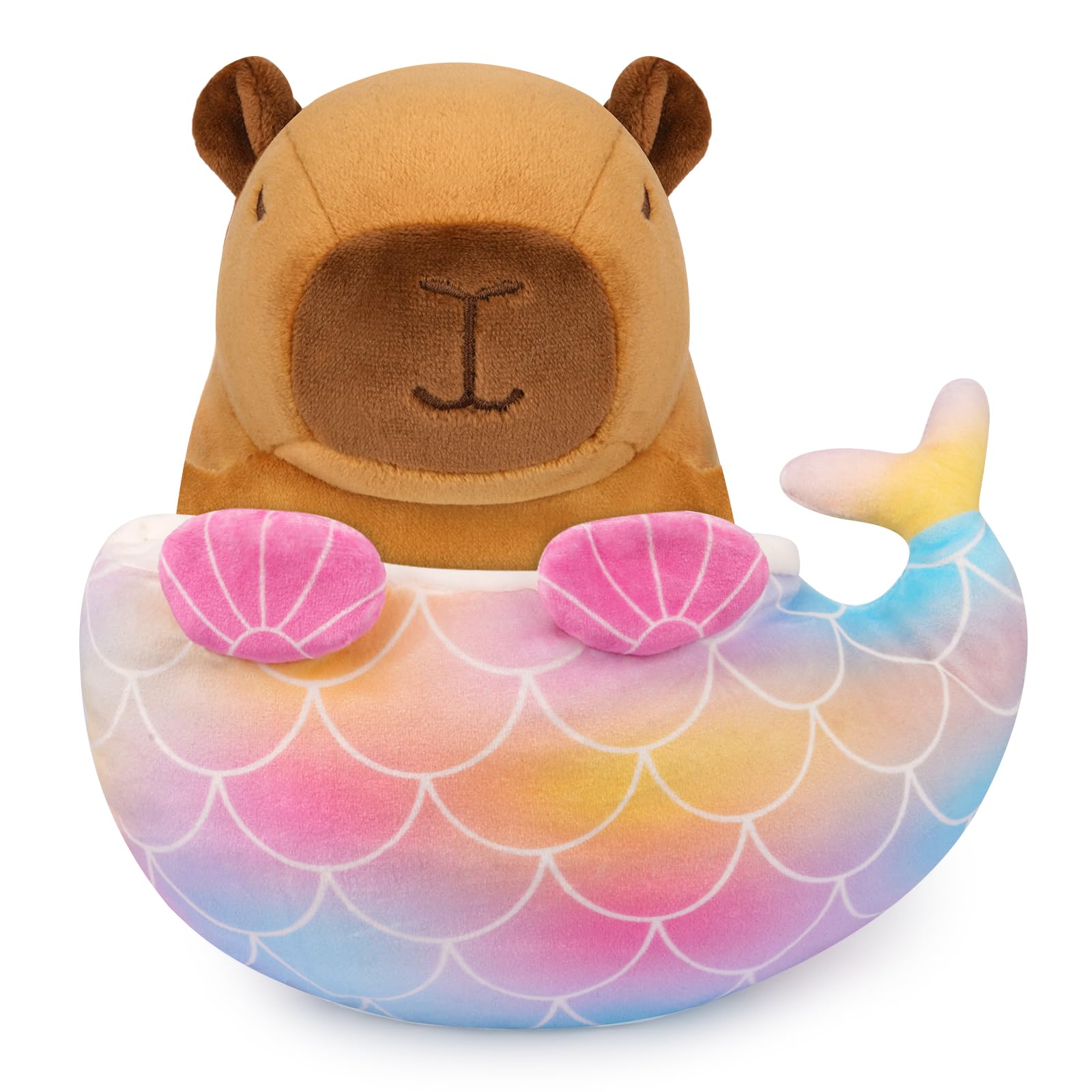 Capybara Plush Cute Mermaid Capybara Stuffed Animal with Mermaid Tail Soft Cartoon Animal Plushies Toys Gifts for Kids