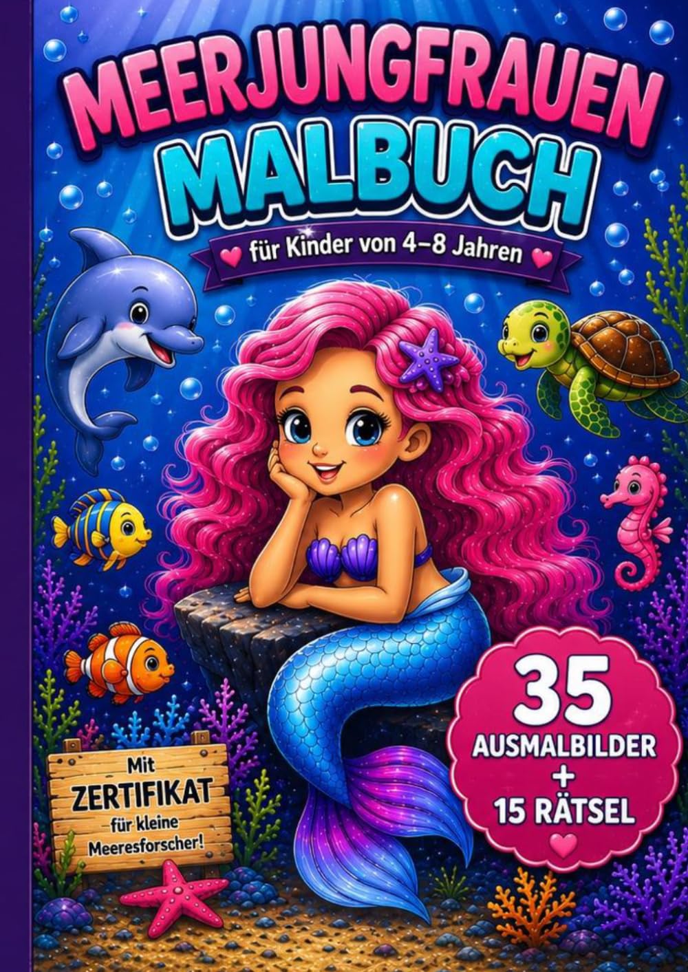 Meerjungfrauen Malbuch: Ausmalbilder, Rätsel und kreative Aktivitäten für Kinder von 4 bis 8 Jahre