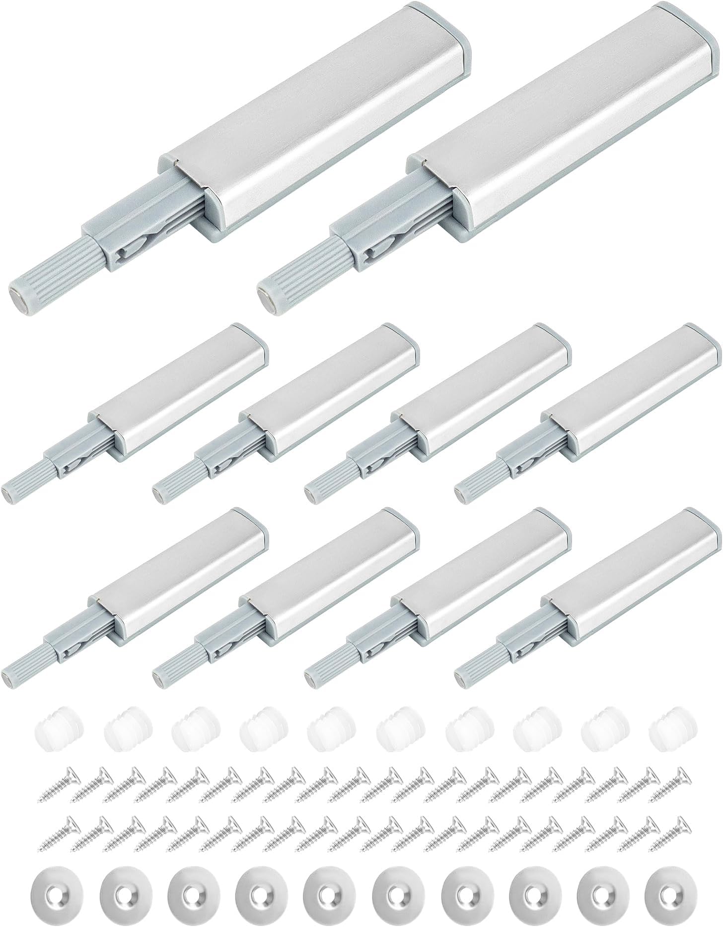 QWORK® 10 Pieces Push to Open Door Catches cabinets, Soft Close Magnetic Door Catch, Screw Fixing, for Drawers, Dressers