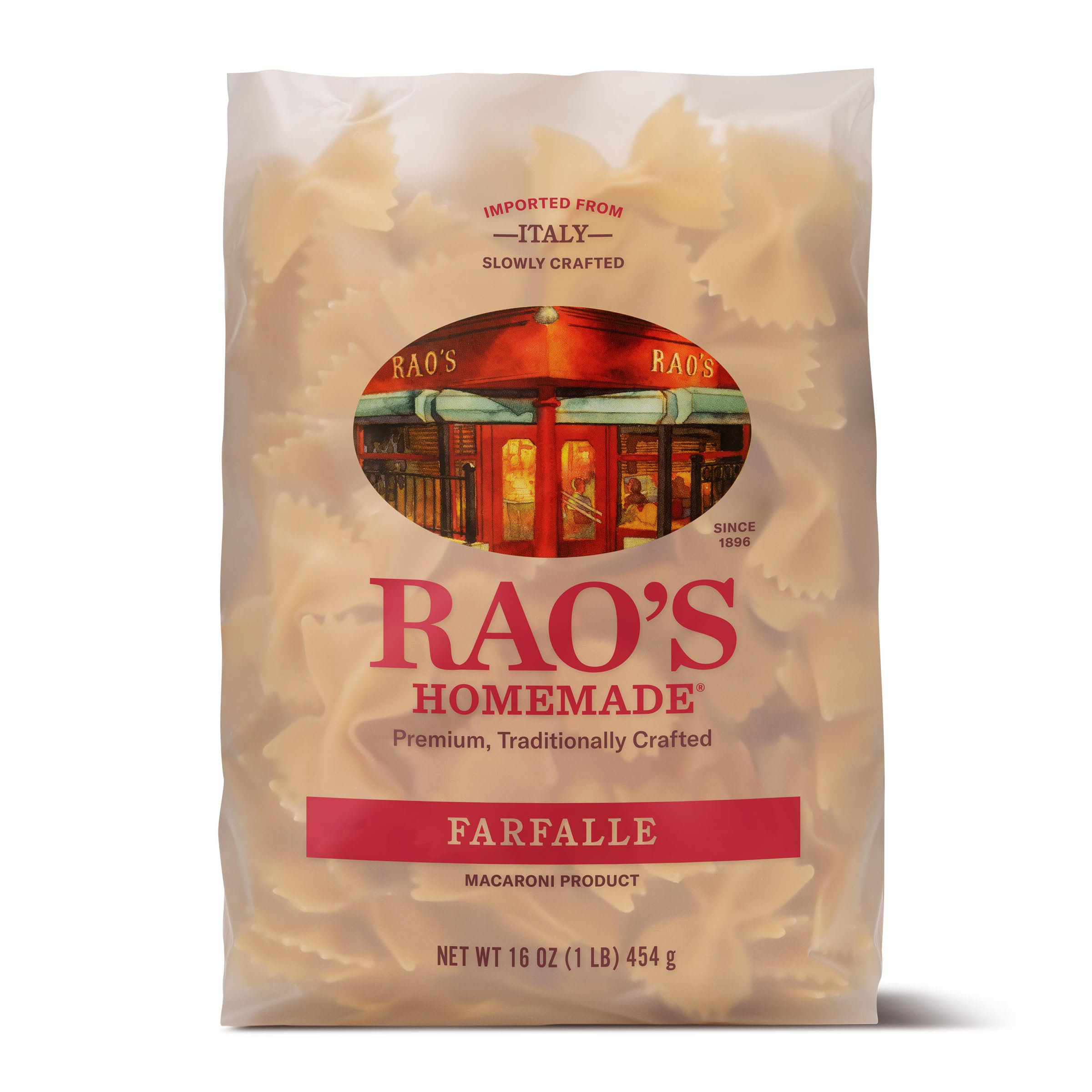 Farfalle Pasta, 16oz, Traditionally Crafted, Premium Quality, From Durum Semolina Flour, Traditional Bronze Die Cut, Imported from Italy