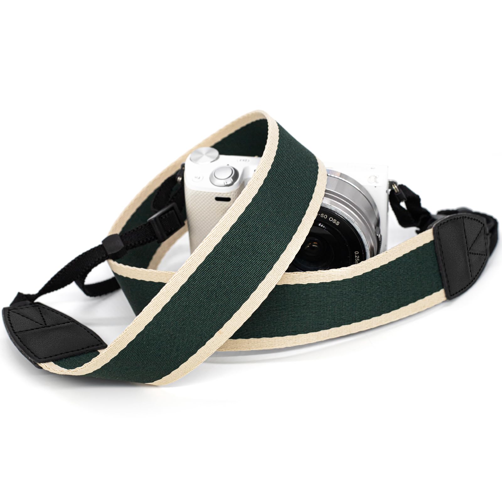 Eggsnow 1.5" Wide Camera Straps, Binocular Strap Universal Shoulder Strap for All DSLR Cameras & Binoculars, Great Gift for Men Women Photographers (D2 - Green Stripe)