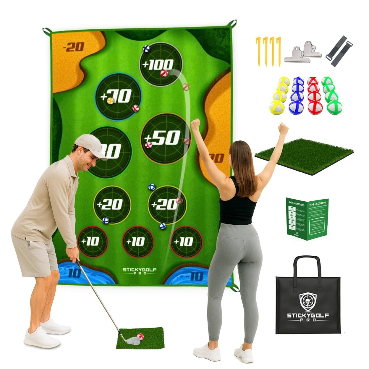 Golf Game for Adults Outdoor Indoor - Backyard Chipping Set with Sticky Balls - Family Entertainment Multi-Player Action - Friend and Party Activity -