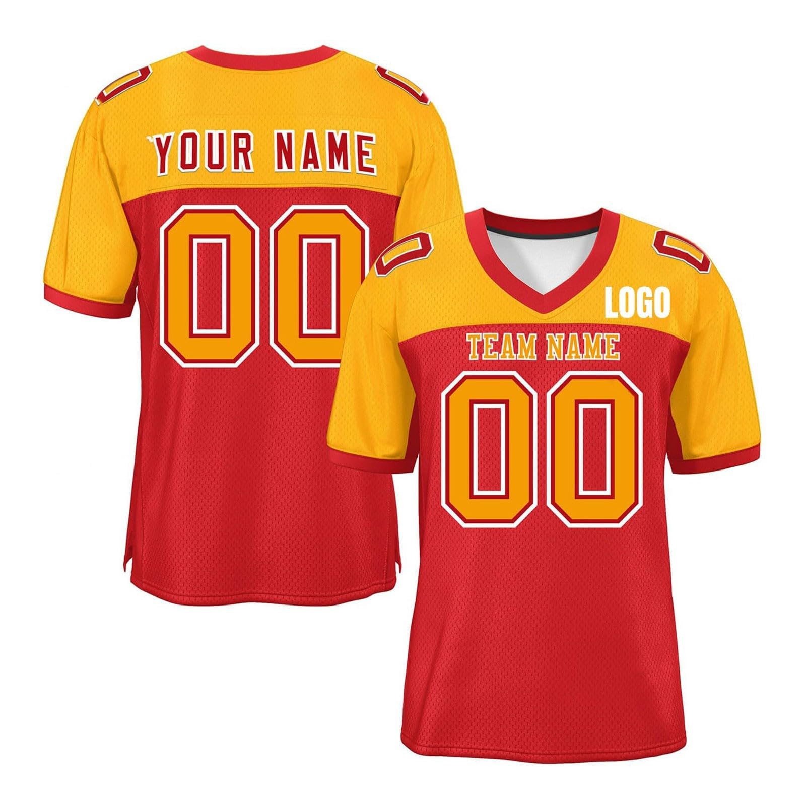 Custom Football Shirts for Adult, Personalised Football Kits with Names, Numbers and Logos, Short Sleeve V-Neck Quick-Drying Breathable Personalised Shirts, Custom Football Supporter T Shirt — image 1