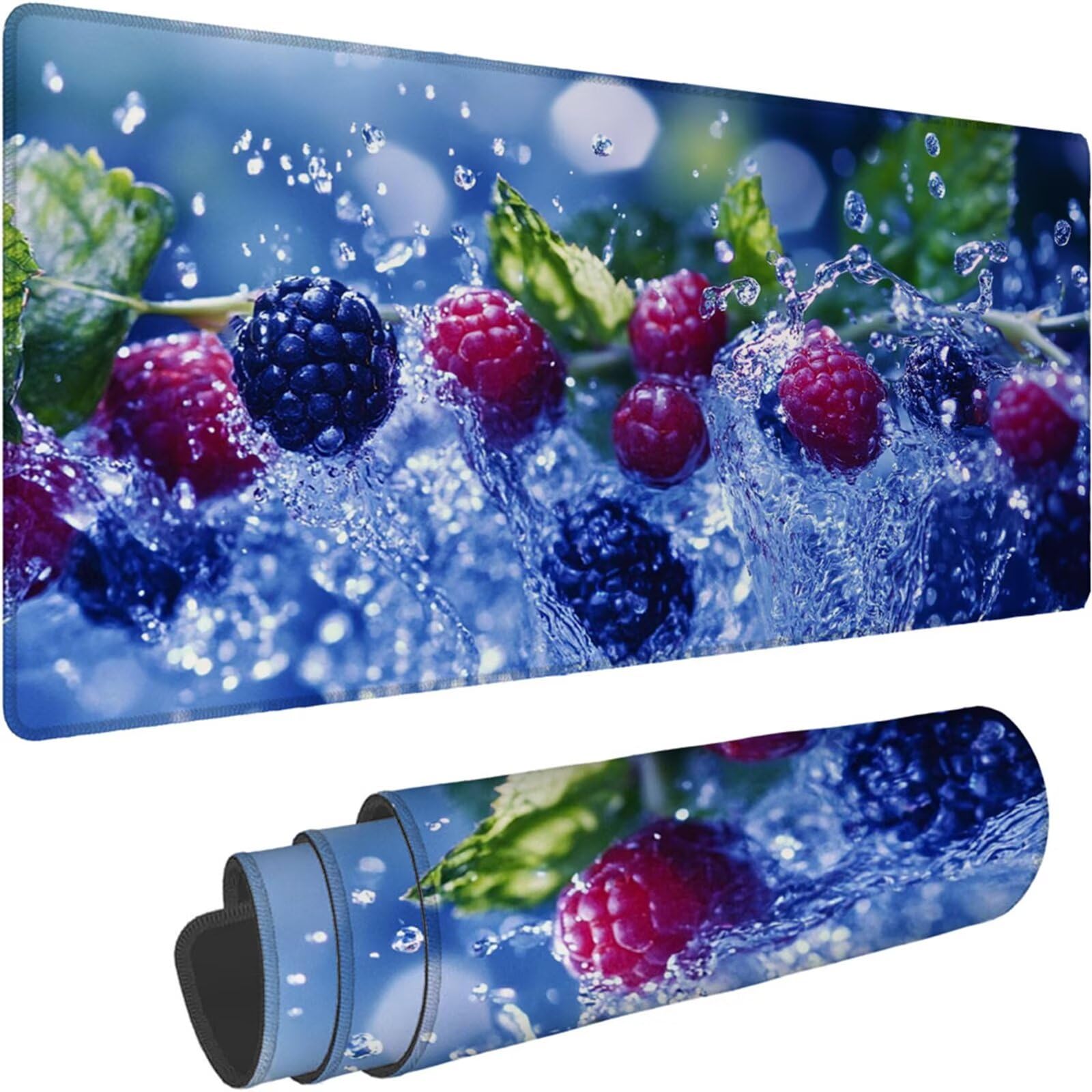 Gamingowa podkładka pod mysz 1200 x 600 x 3 mm, XXL, wodoszczelna, odporna na ścieranie, z przyszytymi krawędziami, niebieska, podkładka na biurko, poprawia prędkość i precyzję, do komputera, laptopa