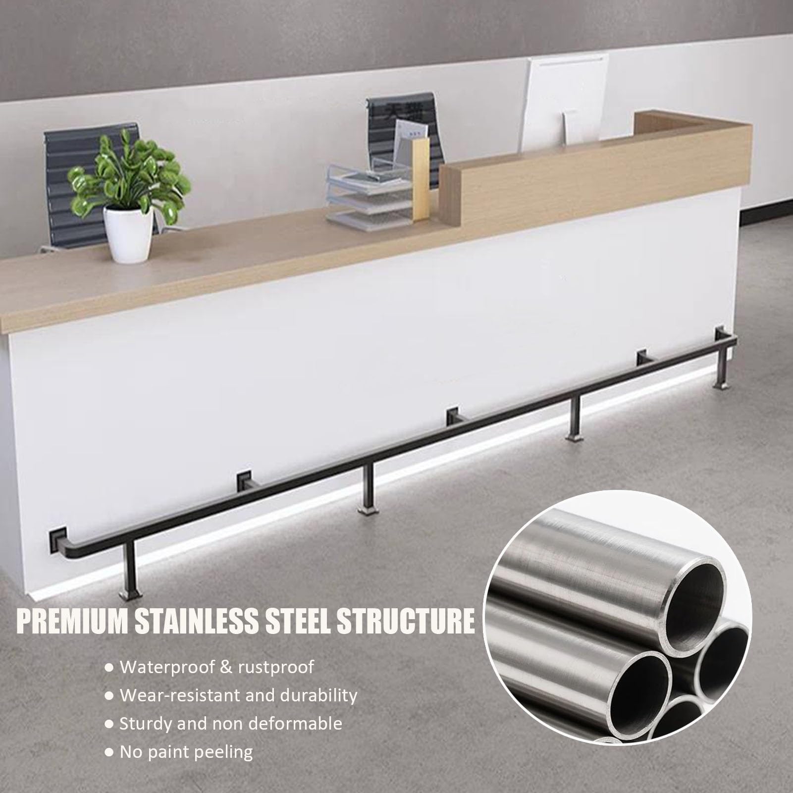 Kit De Repose-pieds De Bar Commercial Pour La Maison, Garde-corps Ergonomique En Acier Inoxydable Robuste Pour L'intérieur Et L'extérieur, Îlot De Cuisine, Restaurant