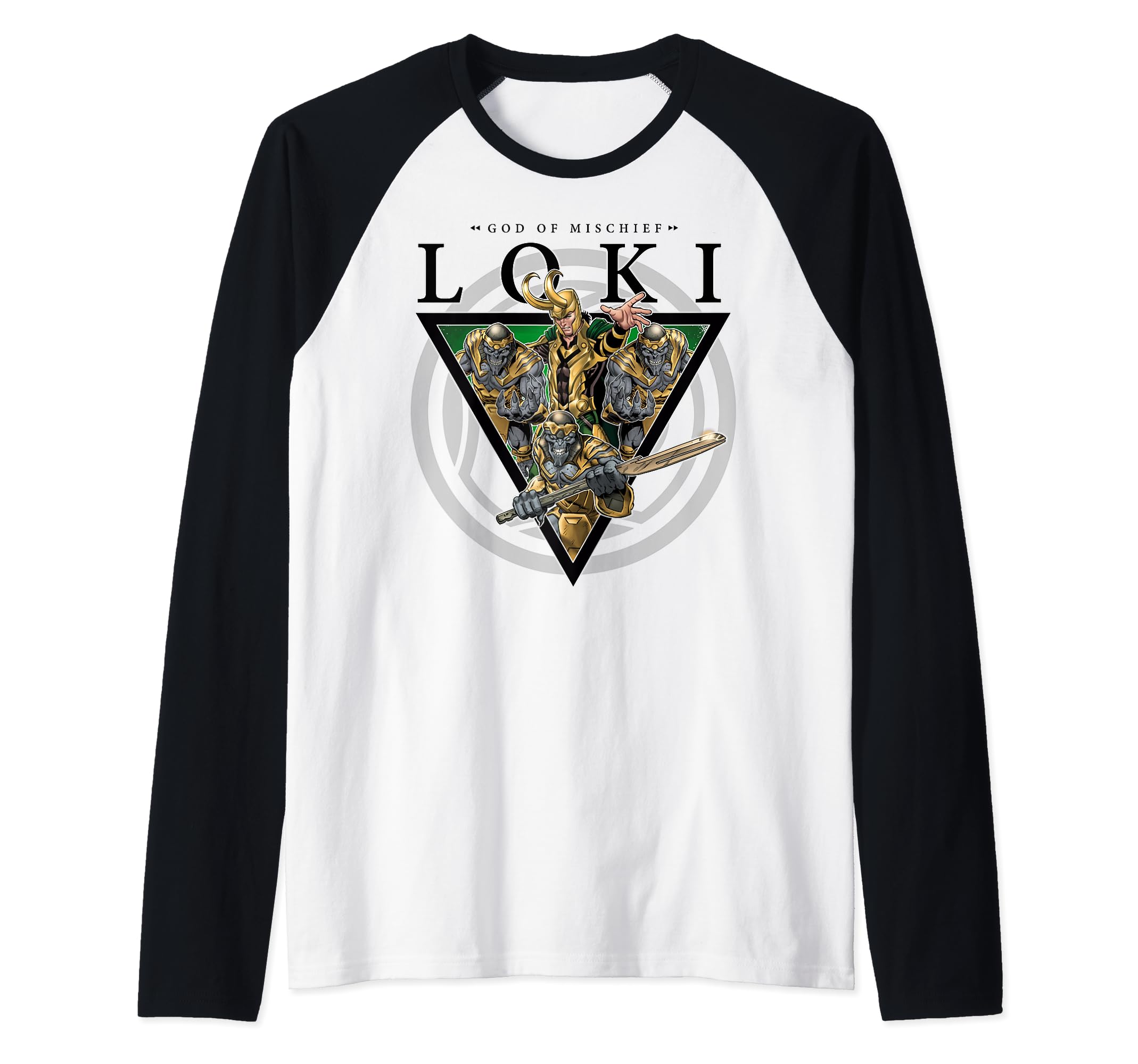 T-shirt raglan Marvel Loki vêtement baseball logo triangle geek - 2