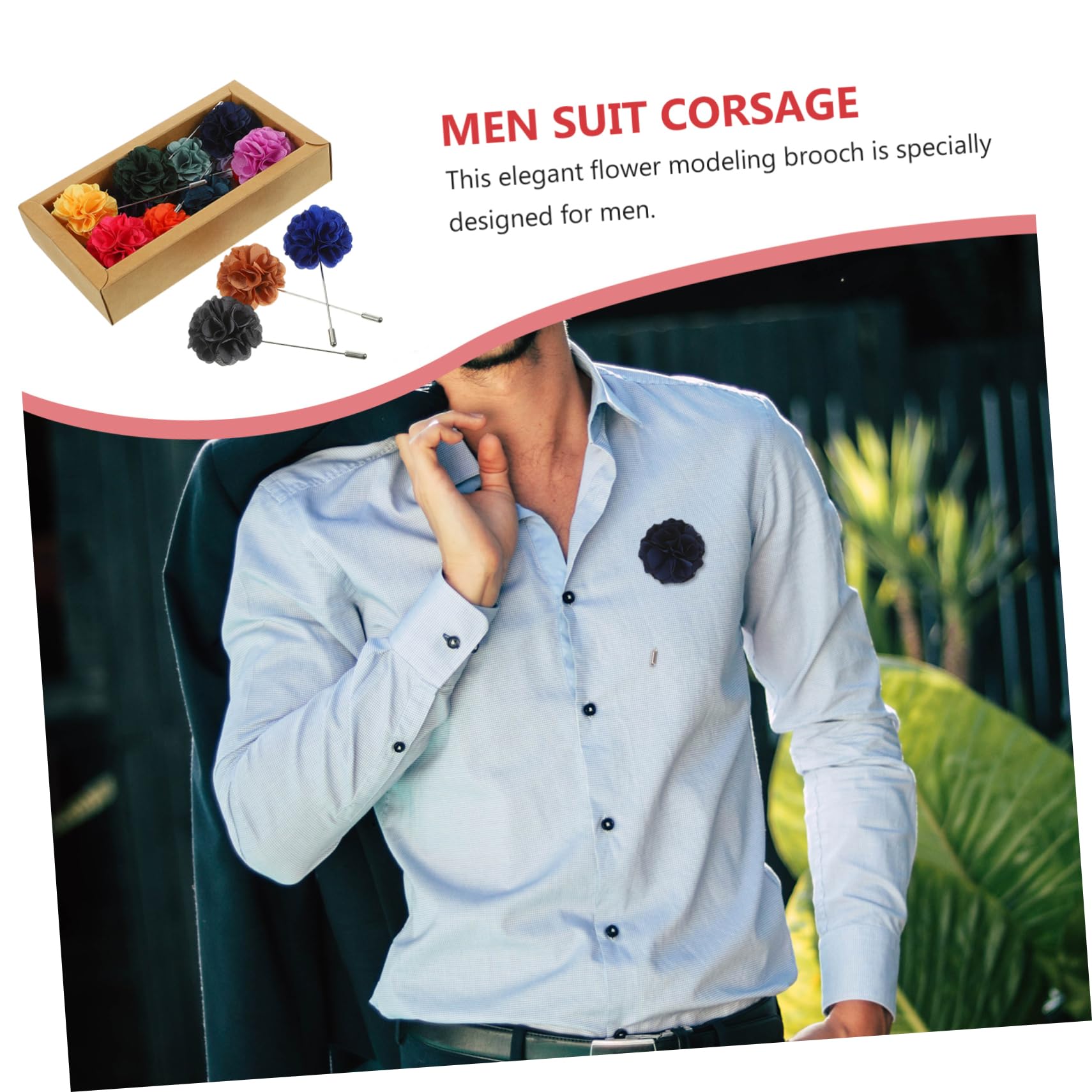FRCOLOR Korsage Kleiden Blumen Mantelnadeln Für Männer Ornament Ansteckblume Trendy Boutonniere Für Männerhochzeit Kragen Revers Brosche Smoking Lange Metallnadel (kupfer)