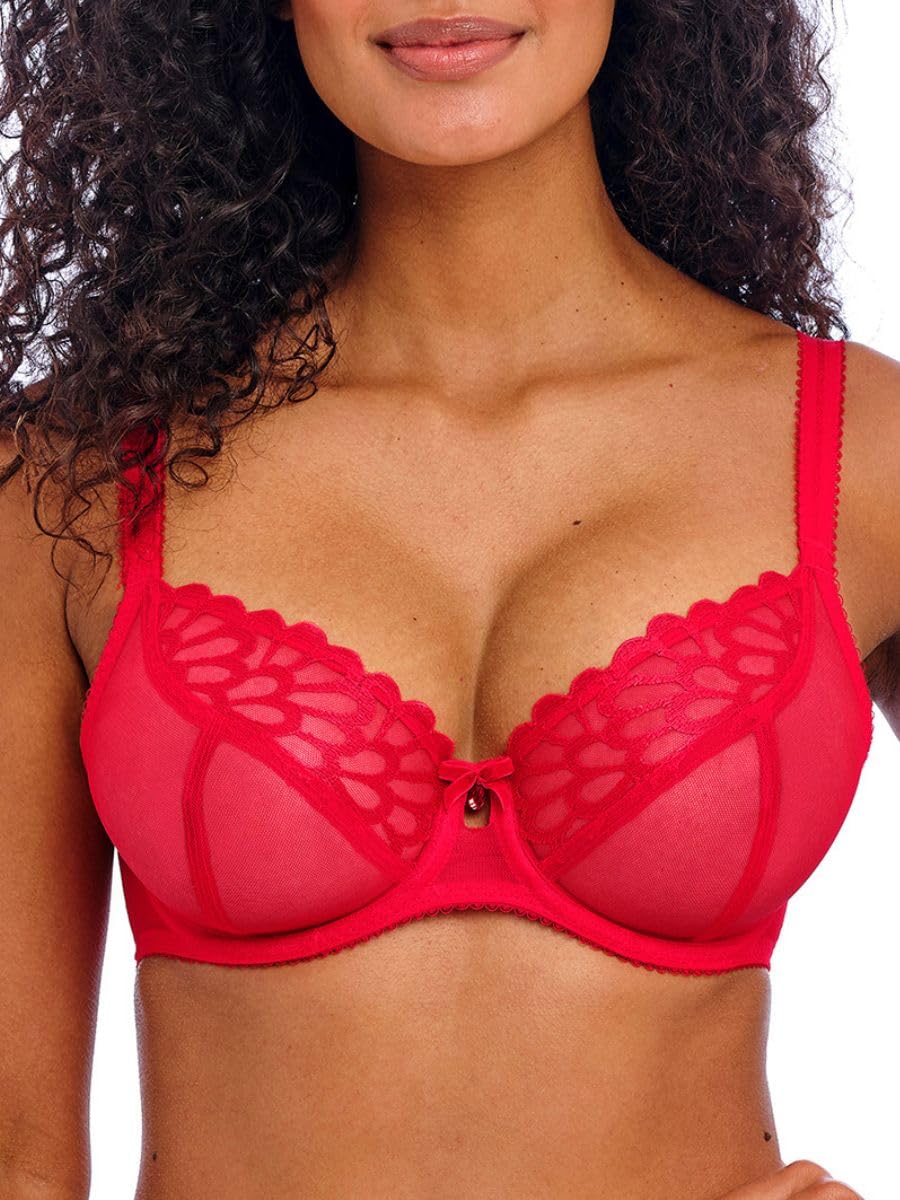 Freya Womens Loveland Underwire Plunge Bra, Bombshell Chilli Red, 36F
