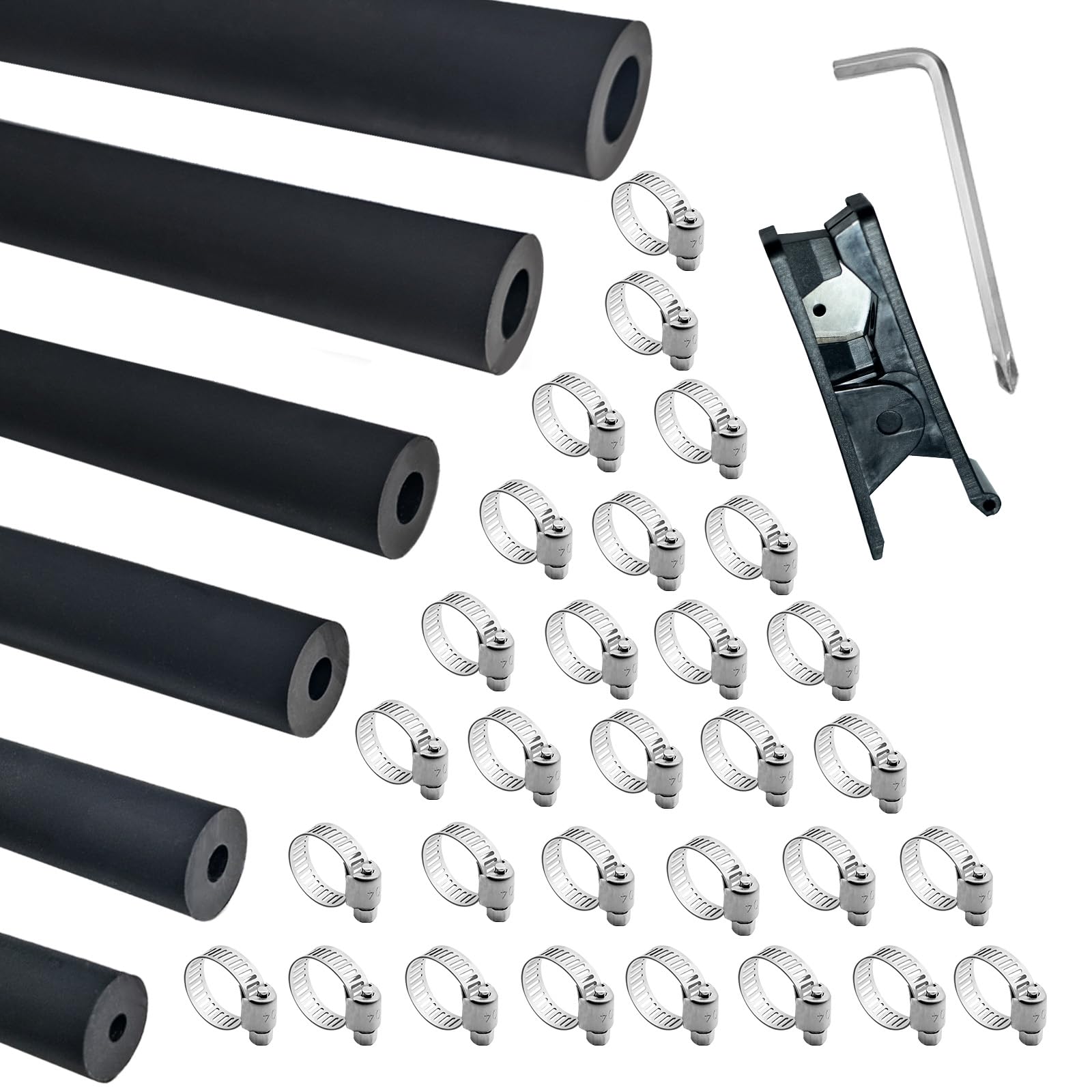 Unicaravan Silicone Vacuum Hose 10FT ID 1/4" (6mm), Wall Thickness 4mm,Matte Black Tubing, With 10PCS Clamps, Tube Cutter, screwdriver,Automotive Marine &amp; Industrial Use