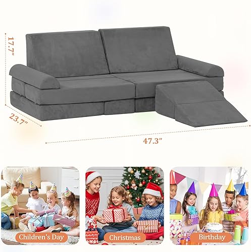 Miniatura 2 de Sofá para niños, sofá modular para niños, sofá de escalada de espuma convertible para niños pequeños, bloques de escalada de espuma para niños y