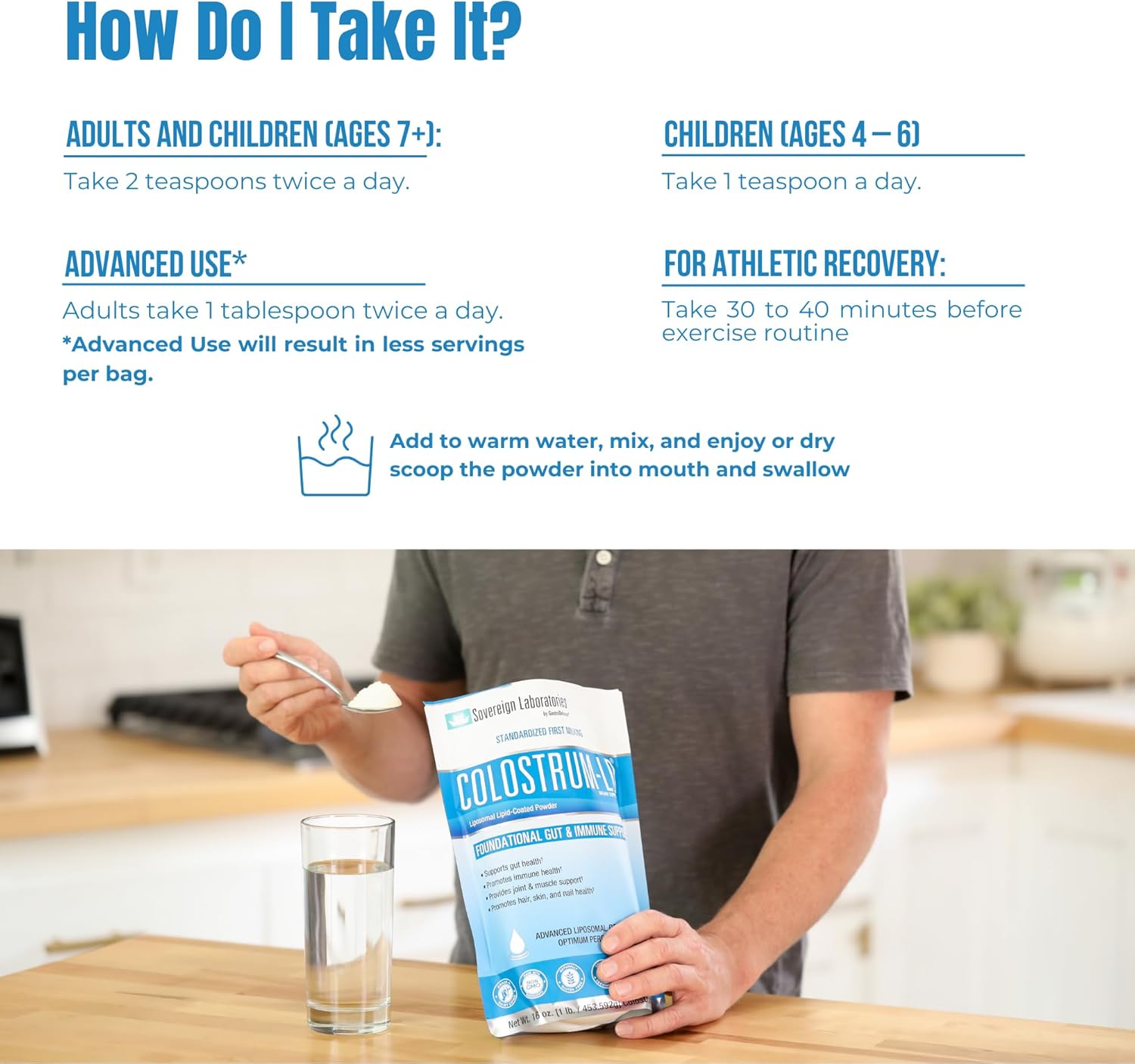 Sovereign Laboratories Colostrum-LD Liposomal Delivery - Colostrum Powder - Gluten-Free, Lactose-Reduced - 90 Servings 16oz Plain