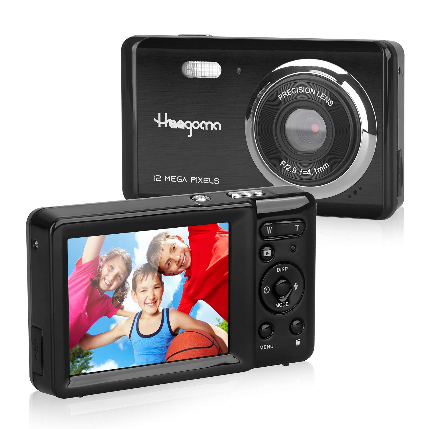 HeegomnDigital Camera Beginner, 12 MP/ 720P HD/ 2.8” Screen/ 8x Digital Zoom, Mini Photo Camera for Children/Kids/Teenagers (Black)