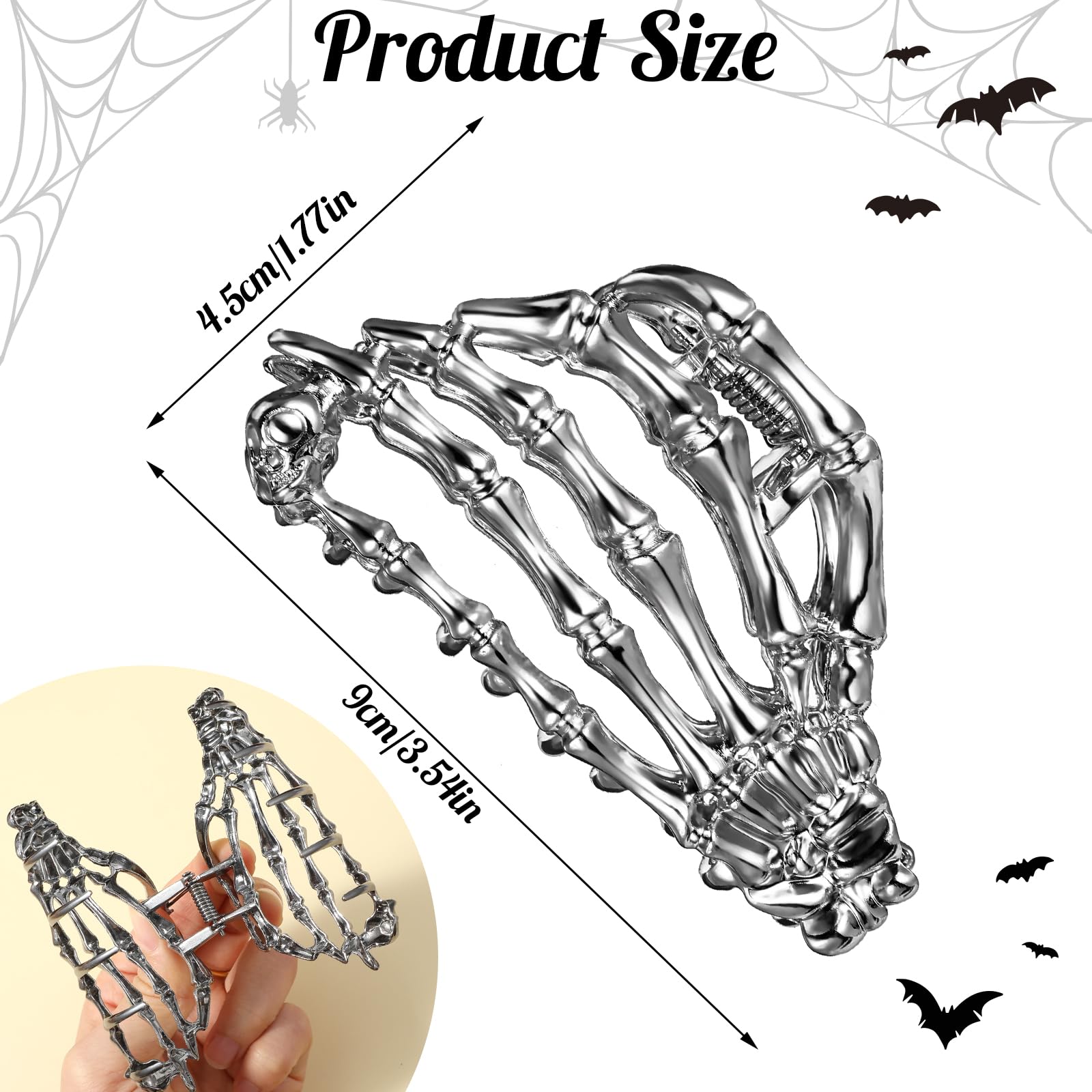 JIEYAO Halloween Spider Web Metal Hair Clips, Goth Alloy Hair Claw Clip - Image 4