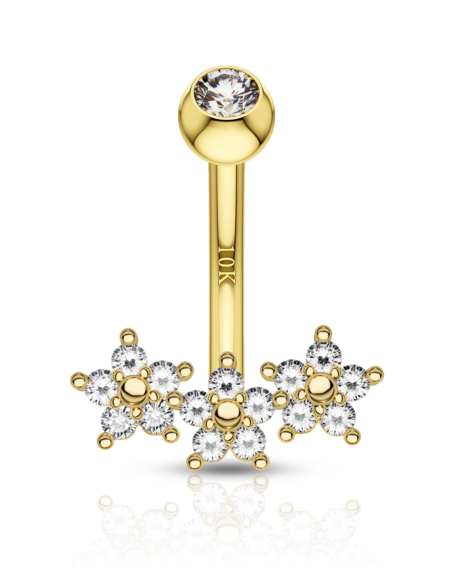 Cocharm Belly Button Rings - Flowers & Navel Piercing Jewelry - Hypoallergenic 10K Gold