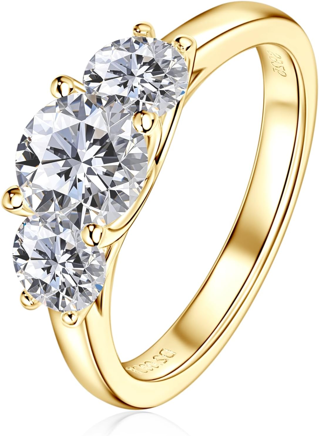 3-Stone Moissanite Engagement Ring, 2.0cttw D Color VVS1 Moissanites 925 Sterling Silver Engagement Ring for Women Anniversary Wedding Jewelry Gifts