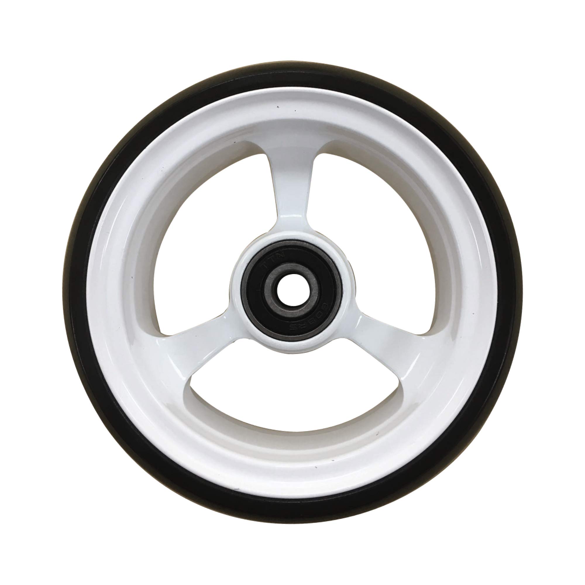 4 ruedas de poliuretano sólidas de 1.4 pulgadas, ruedas de silla de ruedas, borde de aluminio, un par (blanco)