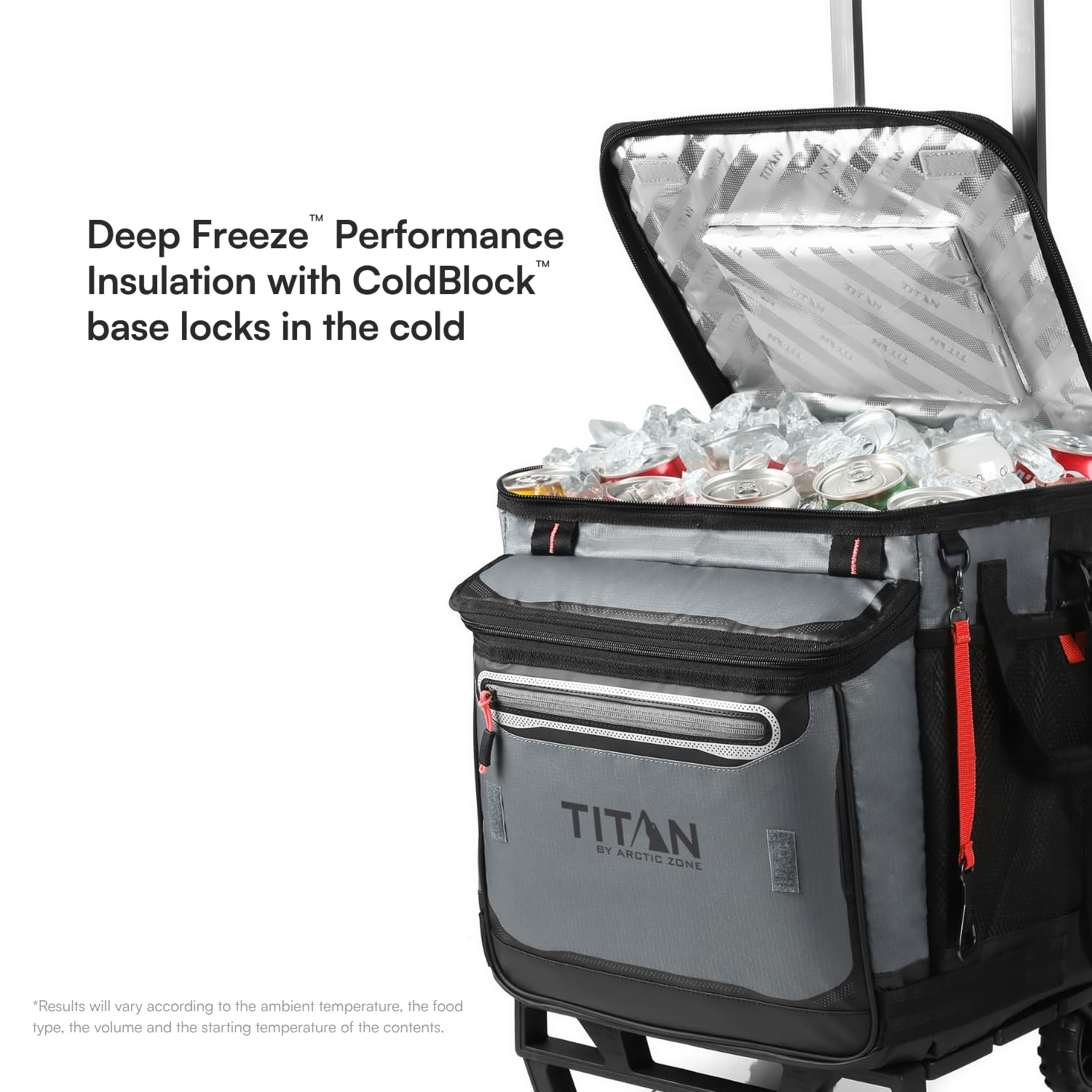 Arctic Zone Titan Deep Freeze 60 (50+10) - Enfriador plegable con ruedas y carrito todo terreno