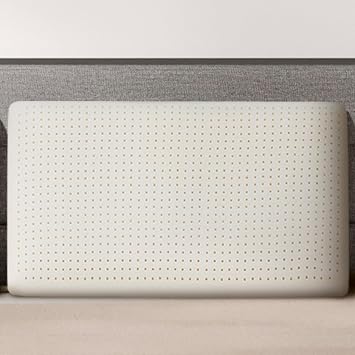 Natural Talalay Latex Pillow, Bed Pillow for Neck Pain Relief, Breathable Cooling Pillow with 100% Cotton Cover, Oeko-TEX Certified Support for Side, Back Sleepers 1, Queen Mid Loft
