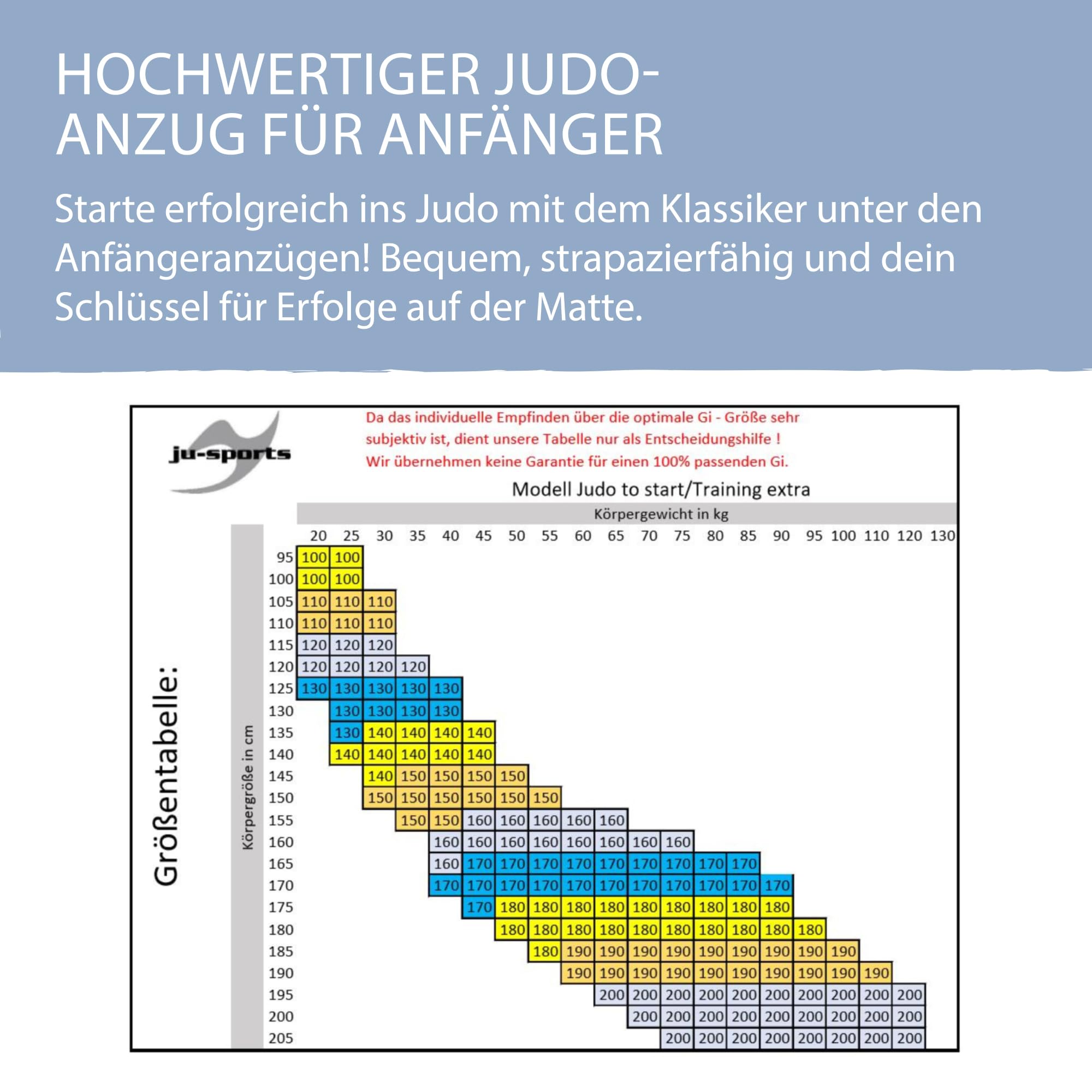 Ju-Sports Judoanzug blau 100% Baumwolle verstärkter Kniebereich Erwachsene Kinder