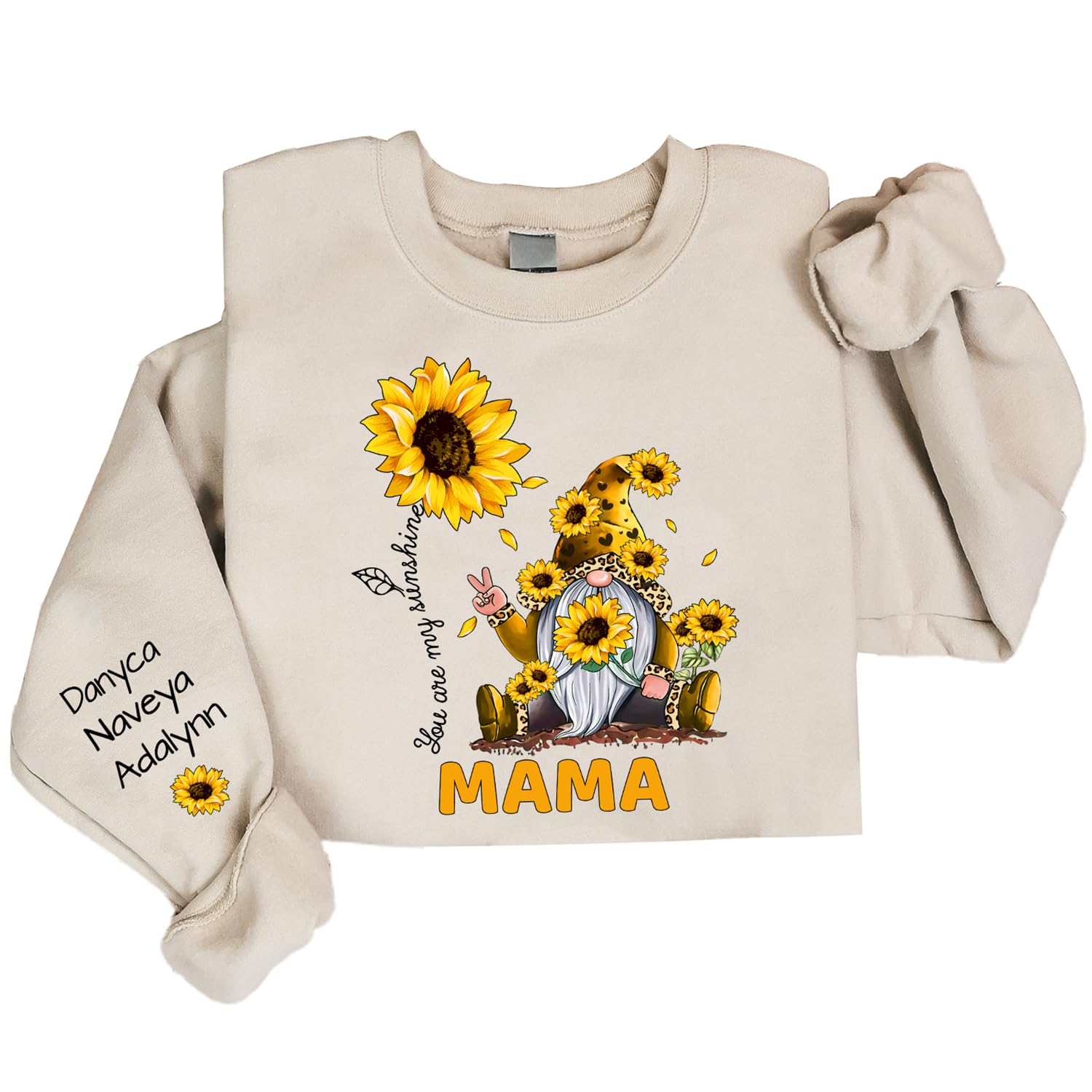 NAZENTI You are My Sunshine - Custom Grandma Sweatshirt with Kids Name Shirt, Sweatshirt for Grandma Mimi Mom Mama Nana Mommy