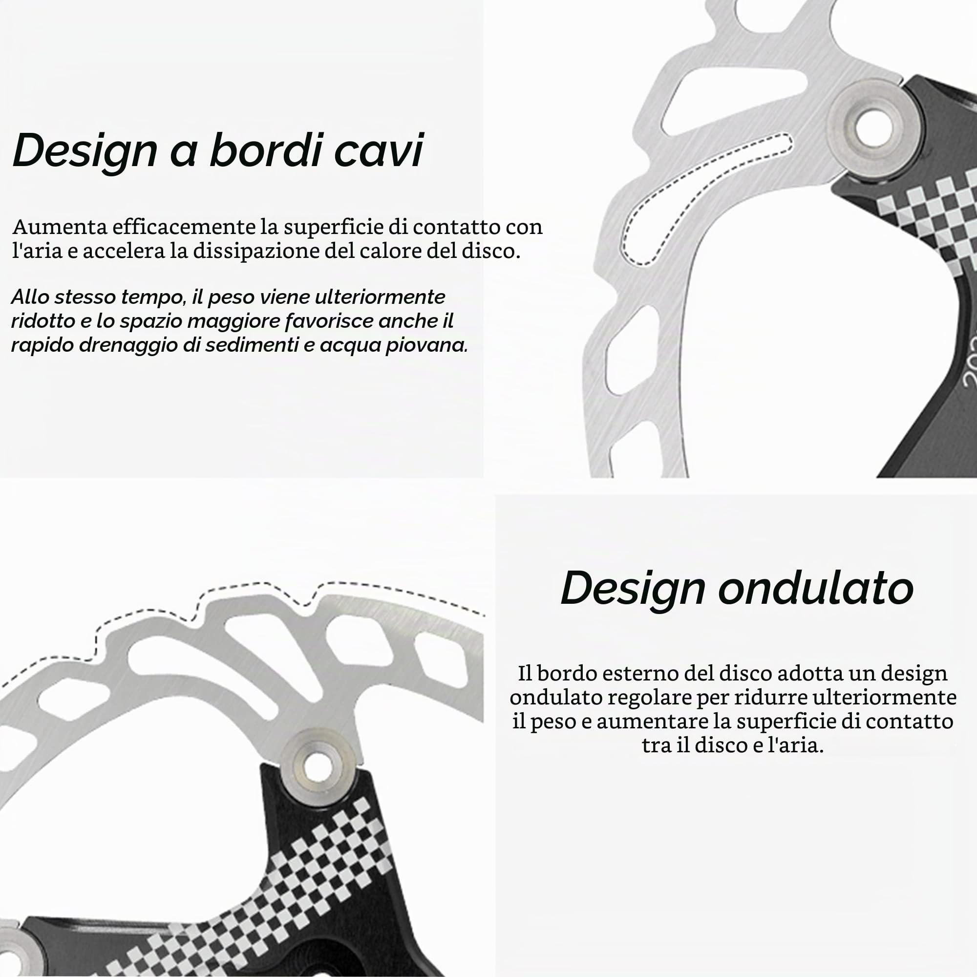 Rotore freno a disco per bicicletta, 160 mm/180 mm/203 mm, rotore da corsa MTB, 6 fori, accessorio per bicicletta (nero 180 mm)