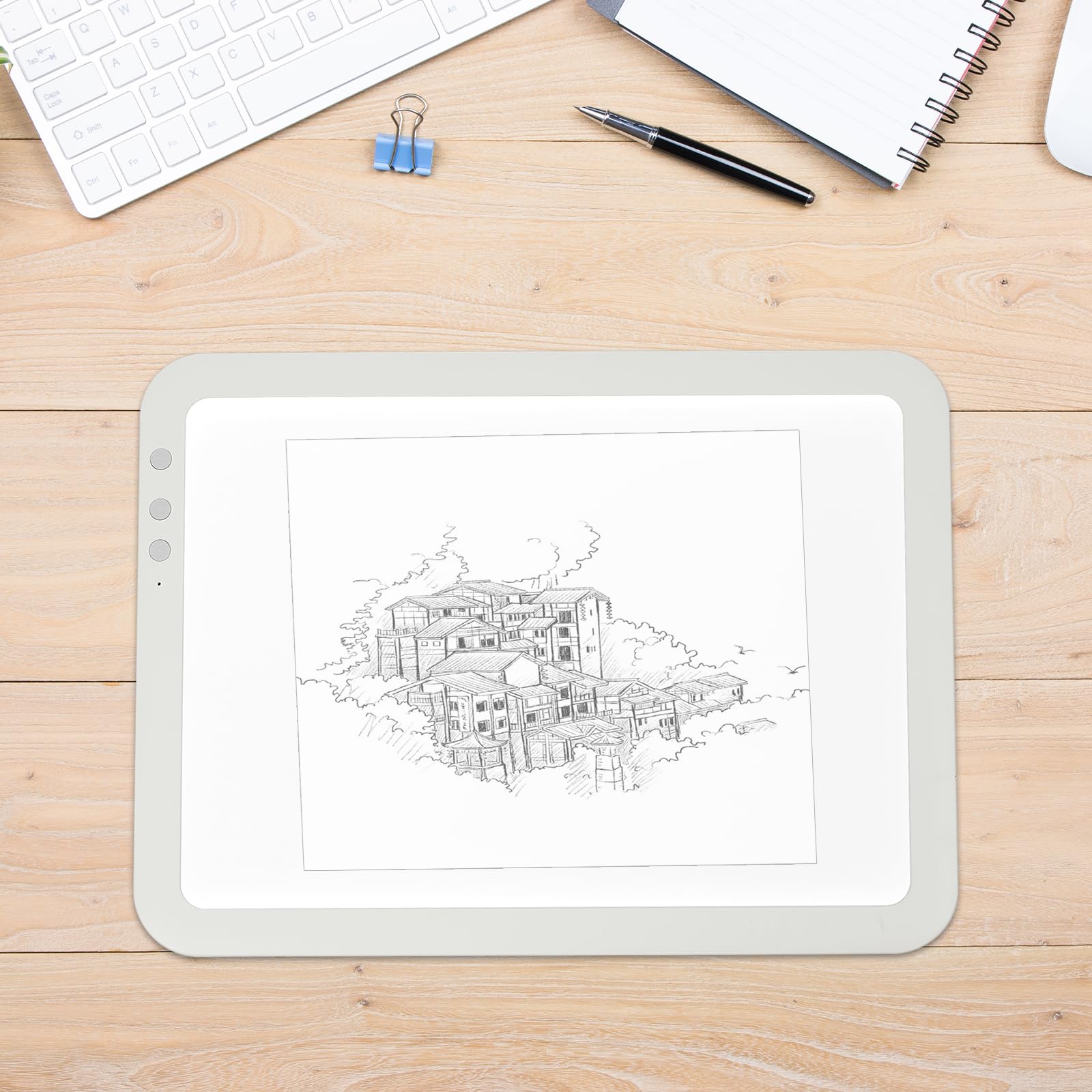 Light Pad, 3 Light Colors, 6 Adjustable Brightness, Memory Function, Rechargeable Battery, Standby 3 H, Suitable for Diamond Painting, Stencil Printing, 2D Animation