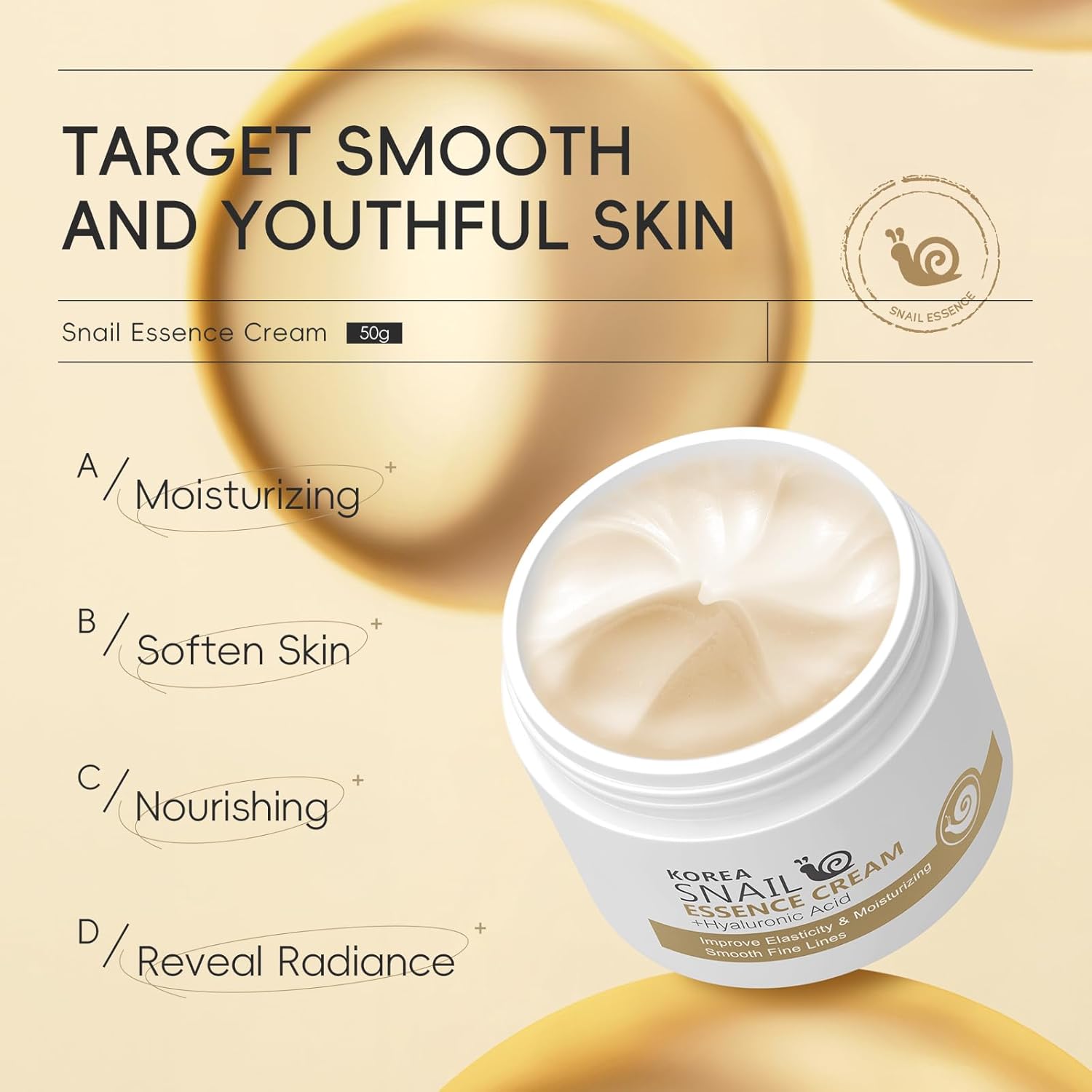 LAIKOU Korean Snail Essence Cream, Face Moisturizer, Moisturizer Face Cream, Korean Moisturizer for All Skin Types Hydrating Firming Moisturizing Gentle 50g/1.76oz. - Image 4