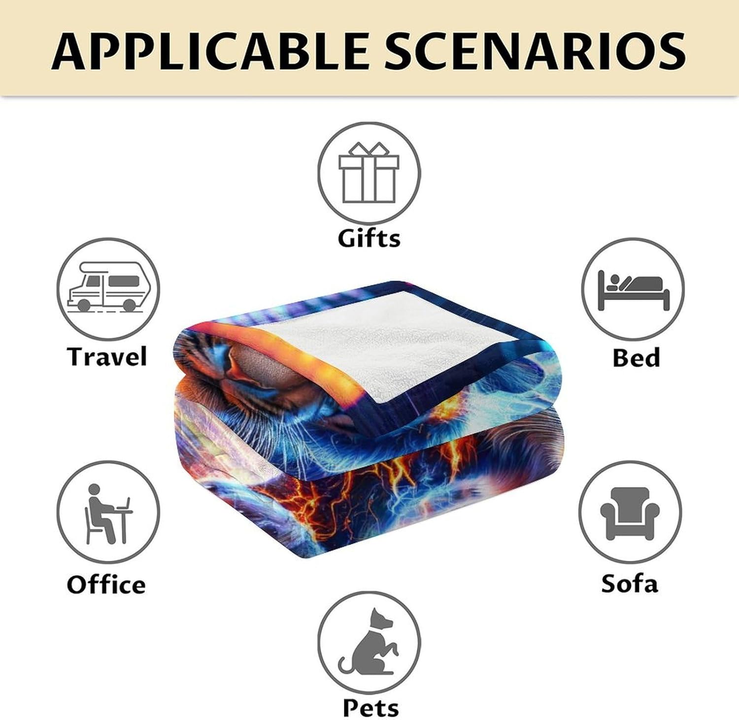 Tiger Blanket Gift - 50" x 60" Teens Cozy Plush Throws for Bed, Couch, Living Room