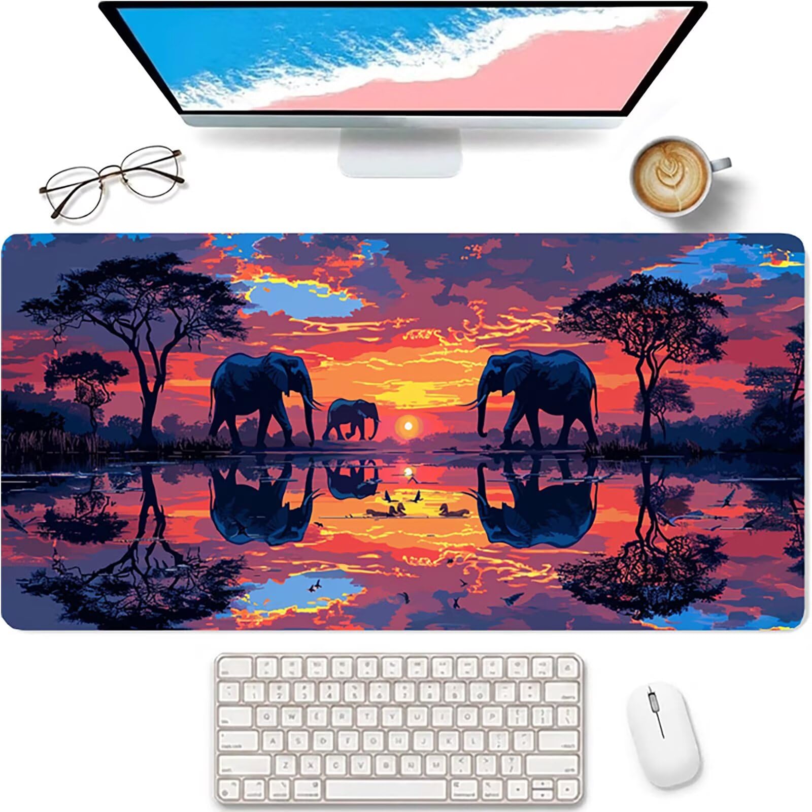 Color Naranja Alfombrilla Ratón XXL 1600x800x3mm, Atardecer Mousepad A-9325 | Alfombrilla Ratón Gaming Mejora la Precisión y la Velocidad, Alfombrilla Escritorio para Jugadores de PC, Oficina