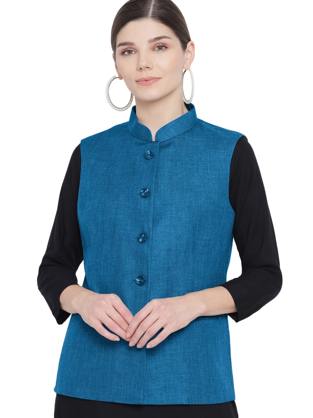 vastraa fusion Women's Solid Nehru Jacket-picture-17
