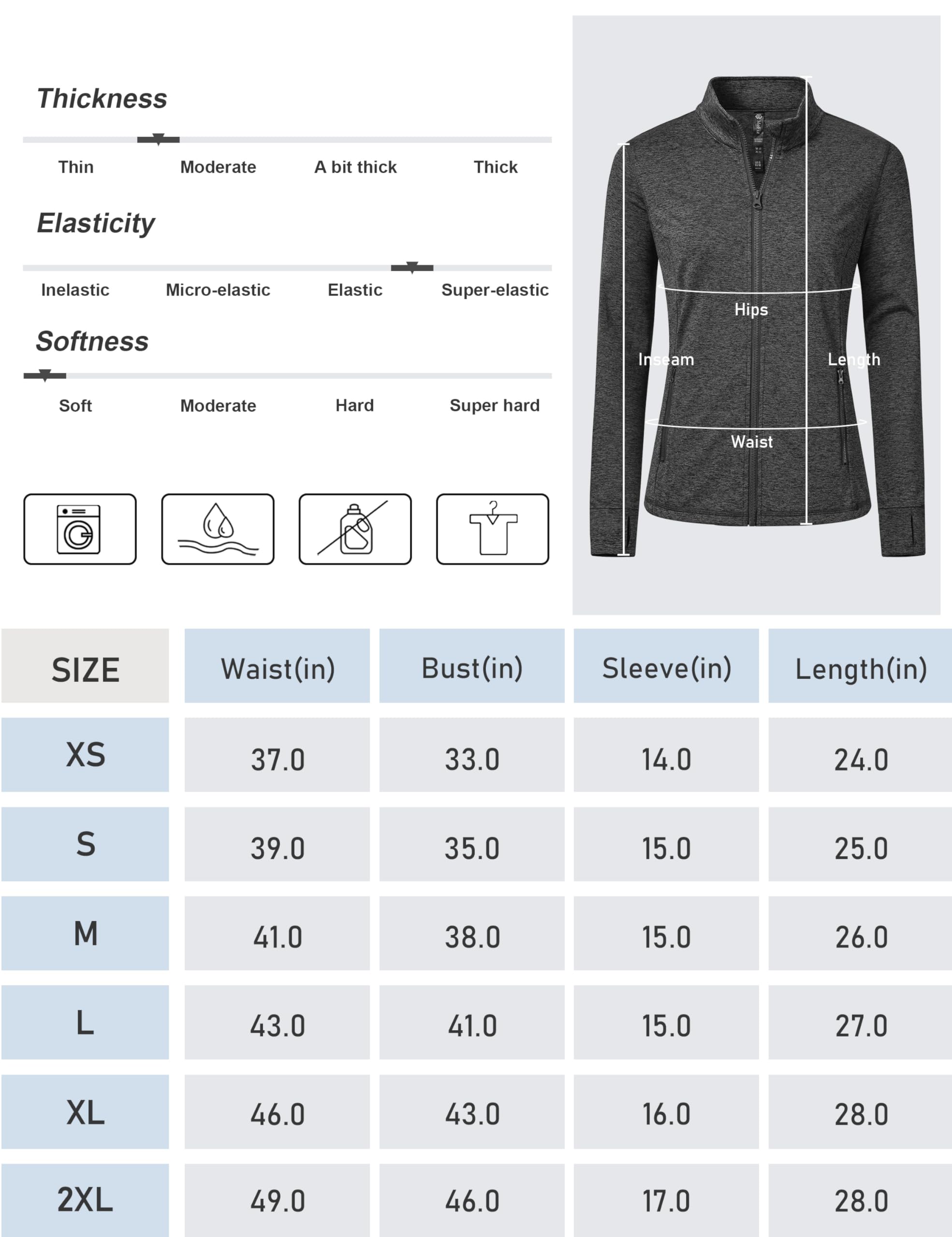 MoFiz Chaqueta deportiva con cremallera completa para mujer, con forro polar, chaqueta deportiva para correr y entrenar con bolsillos