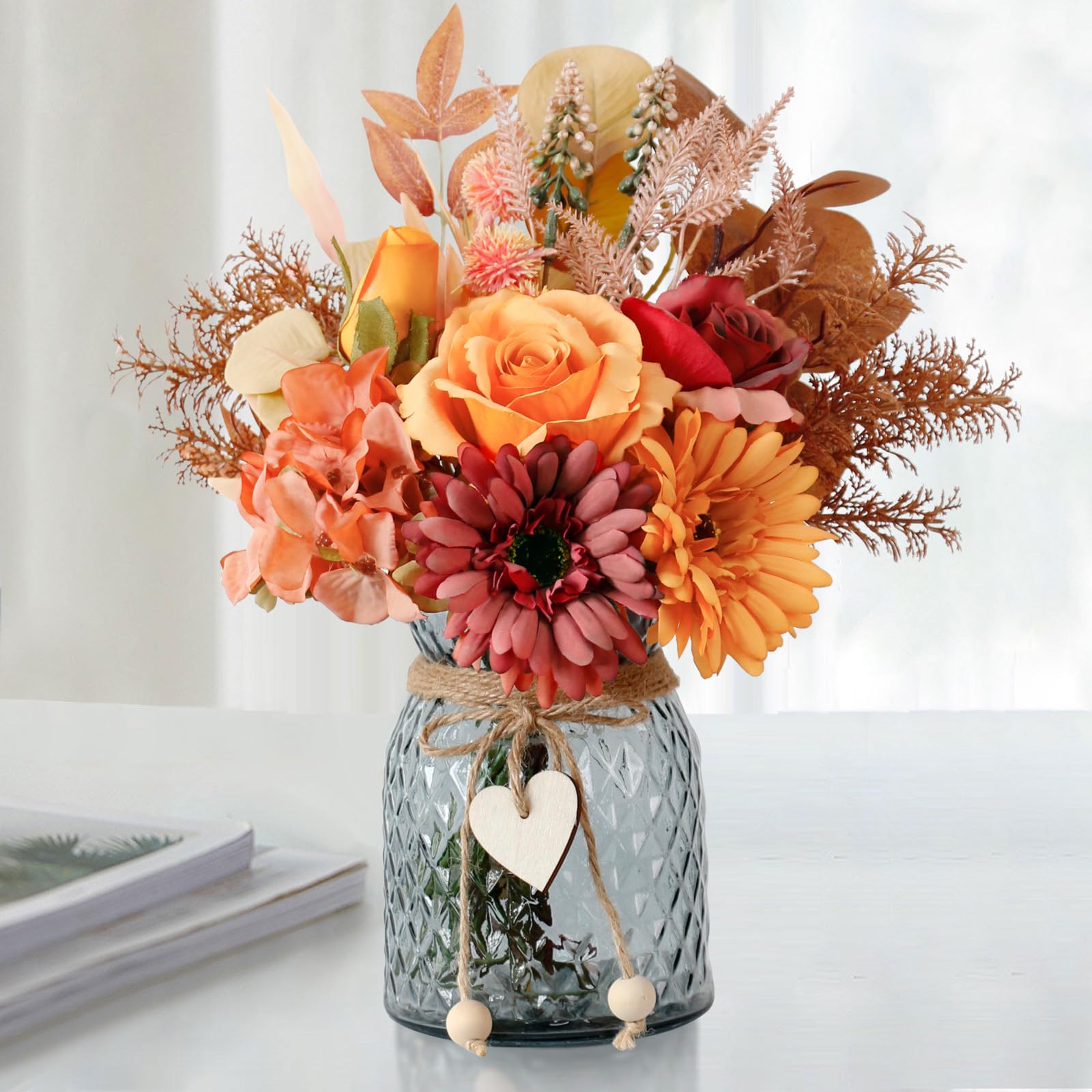 Leftover Fake Fall Flowers in Vase,Fall Silk Flower Arrangements,Fall Centerpieces for Tables,Faux Flowers for Vase,Artificial Flowers for Autumn