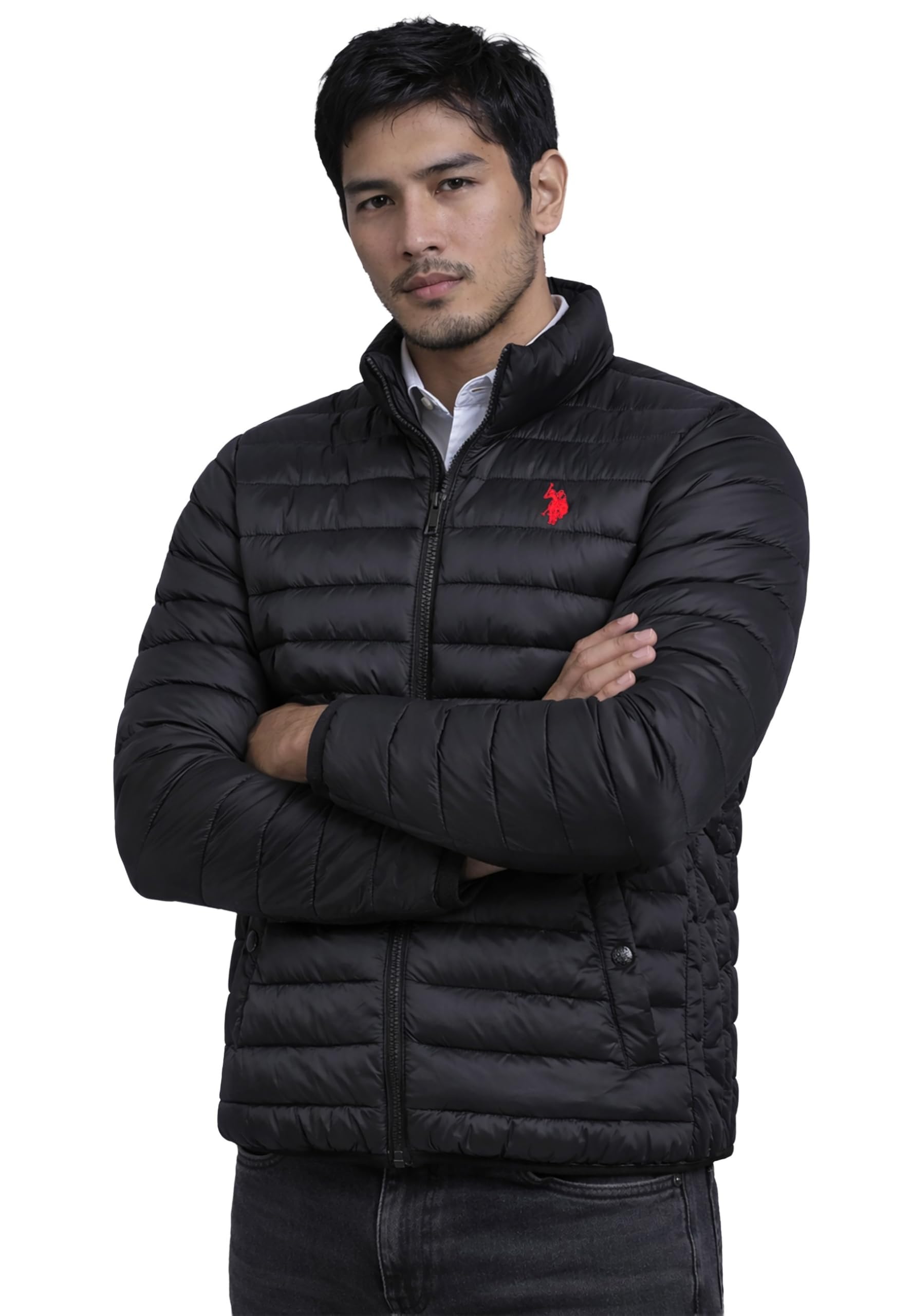 U.S. POLO ASSN. Herren Steppjacke (S-3XL) 2 Taschen, Stehkragen, Basic P041