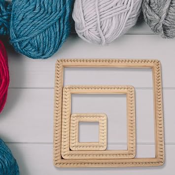 Wood Square Knitting Lo-om, 3 Pieces Fine Gauge Knitting L-OOM Set