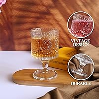 Vista 4 de Juego de 4 copas de copa vintage en relieve, copas de vino románticas para bebidas, globos de agua para restaurantes, fiestas, bodas, bares Girasol