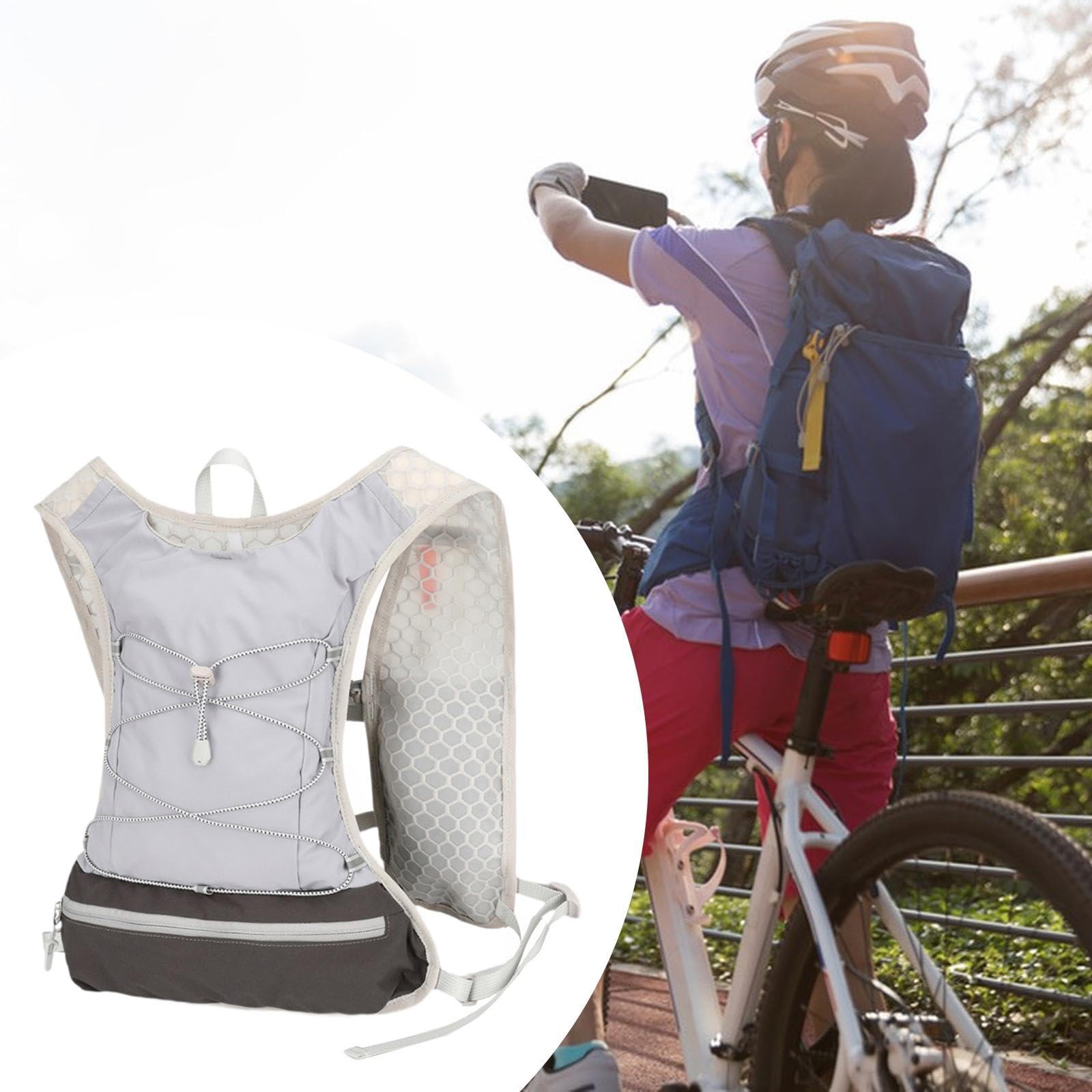 Gilet de Course avec Poche à Eau, Sac à Dos Respirant pour La Course, Le Jogging, Le Cyclisme, Le Camping et l'escalade