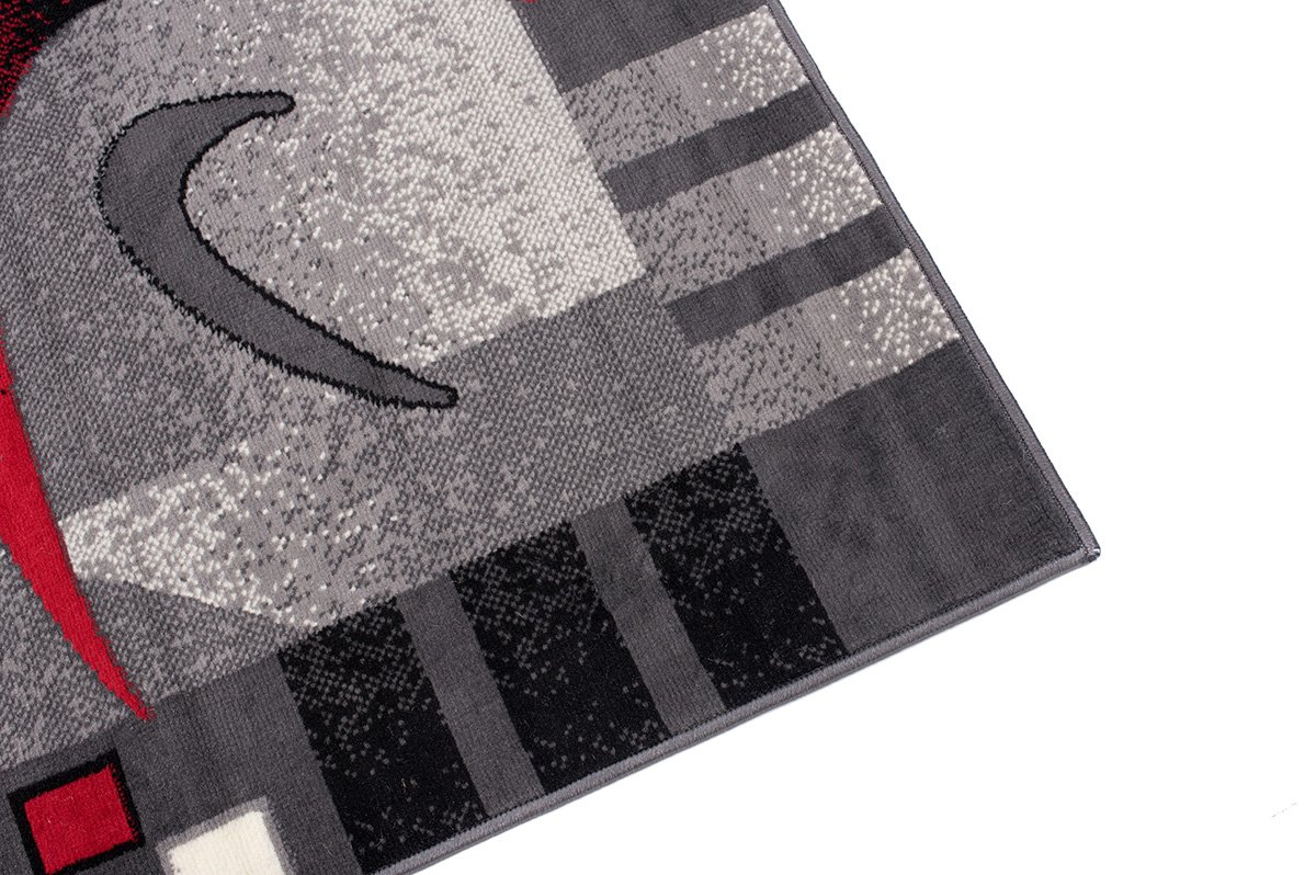 TAPISO Dream Tapis de Salon Chambre Salle à Manger Adulte Bureau Design Moderne Gris Rouge Crème Motif Géométrique Bordure Poil Court Fin Doux Léger Résistant 120 x 170 cm