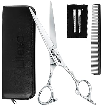 Lilexo Hair Cutting Scissors for Women - 6.5?? Professional Barber Salon Hair Cutting Shears with Adjustment Tension Screw for Haircut Styling and Trimming; Japanese Stainless Steel Razor Sharp