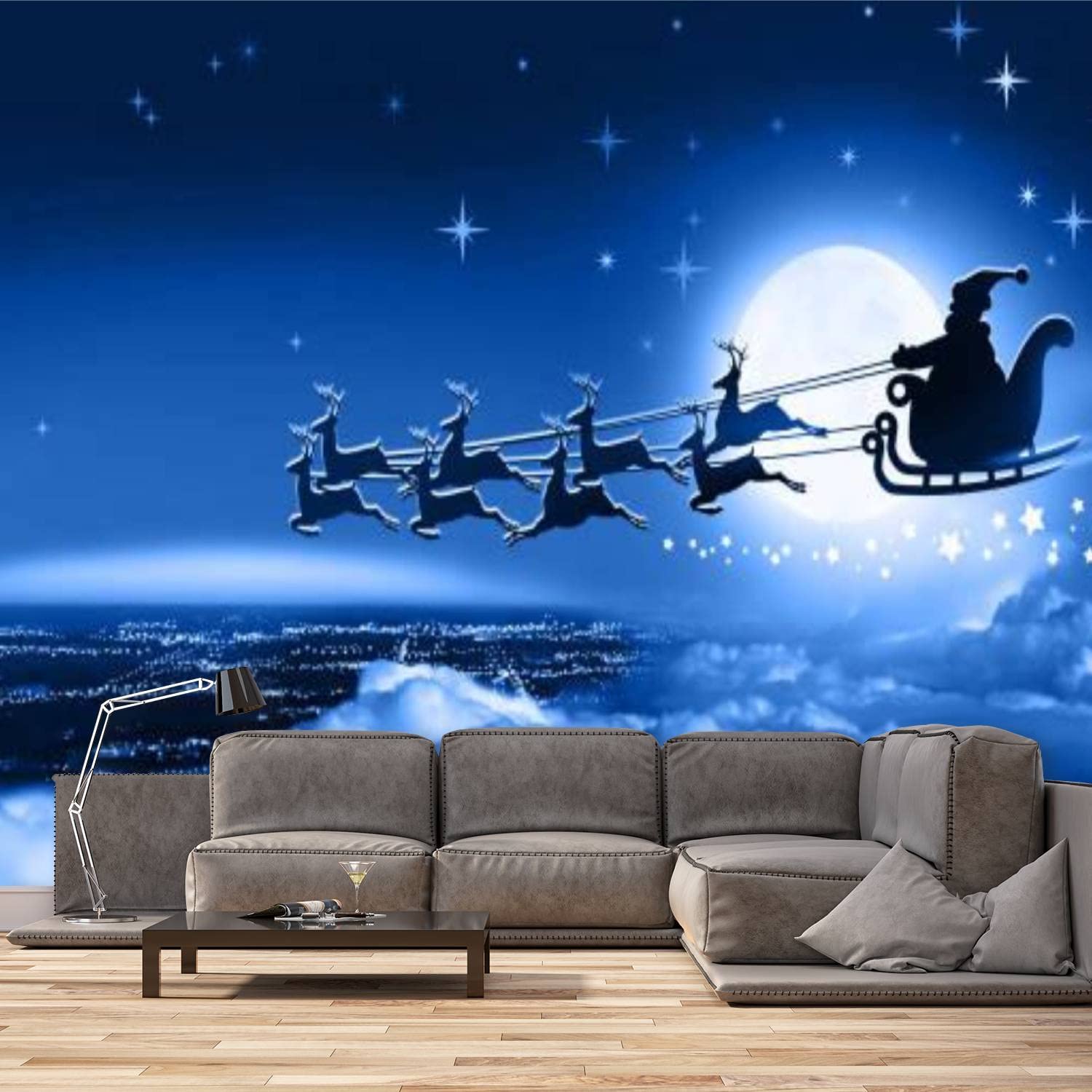 Santa Sleigh Flying Wallpaper