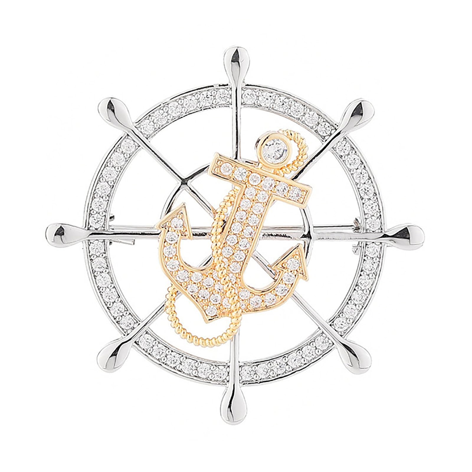 Pin de Traje Broche for Hombre, Insignia con Cierre, Ramillete de timón Giratorio Accesorio para Camisa de Traje