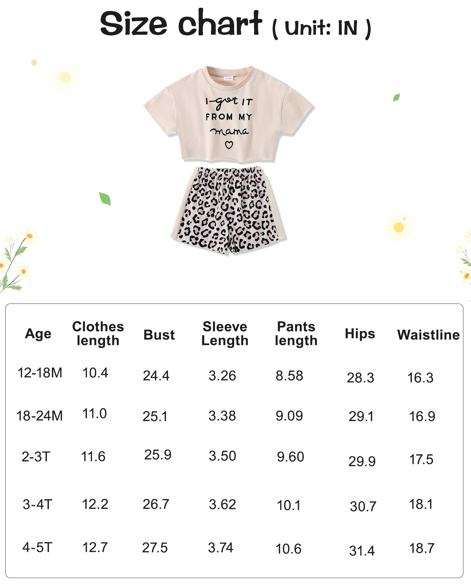 YALLET Ropa de verano para niñas pequeñas, camiseta de manga corta y pantalones cortos, ropa de bebé linda 1-5T