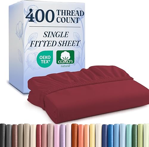 Sábana bajera de algodón fresco de 400 hilos, para colchón alto, se adapta perfectamente al colchón, solo una sábana bajera (tamaño individual,