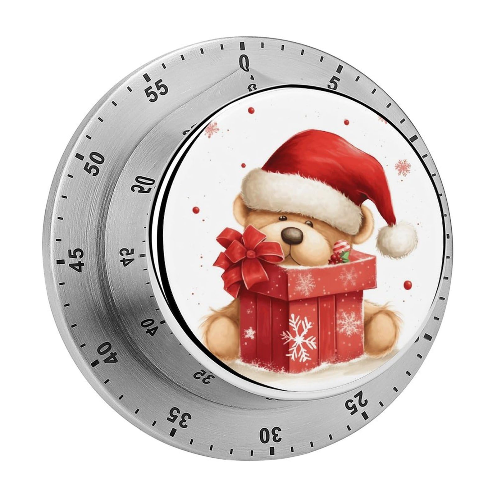 Santa Hat Gift and Merry Christmas Printed Waterproof Christmas Timer with Loud Alarm Outdoor Timer for Cooking Exercise Baking