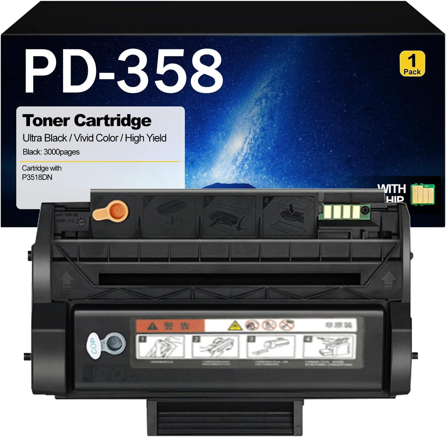Compatible for Pantum PD 358 Toner Cartridge (with Chip) Replacement for Pantum PD-358 PD-358H Cartridge for Pantum P358DN Printers