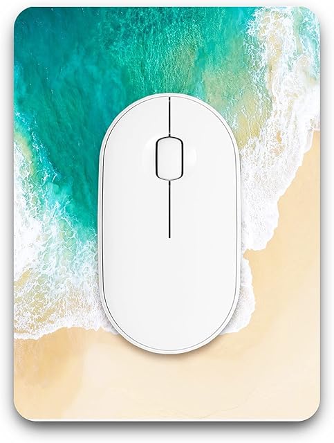 Atufsuat Small Mouse Pad, Mini Mouse Pad 6 x 8 Inch, Thick Rubber Waterproof Mouse Mat, Cute Mousepad for Women Men Kids Wireless Mouse Mini Laptops Keyboard Tray Home Office Travel, Green Cool Beach
