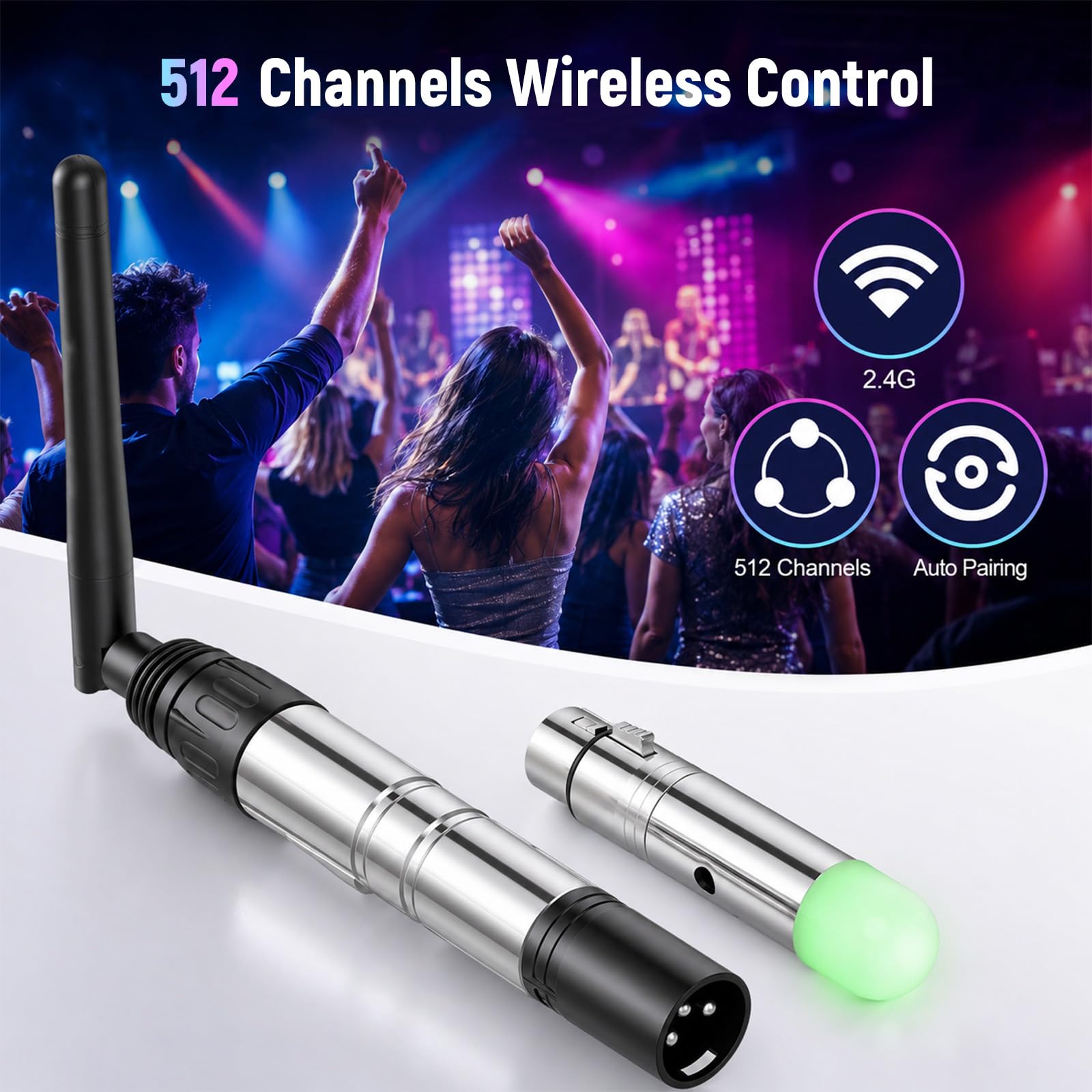 4Pcs Controlador DMX Inalámbrico, Transmisor/Recibidor Inalámbrico DMX512 LED, Controlador de Iluminación LED con Controlador DMX para Barras de luz de Escenario Luz de Cabeza Móvil