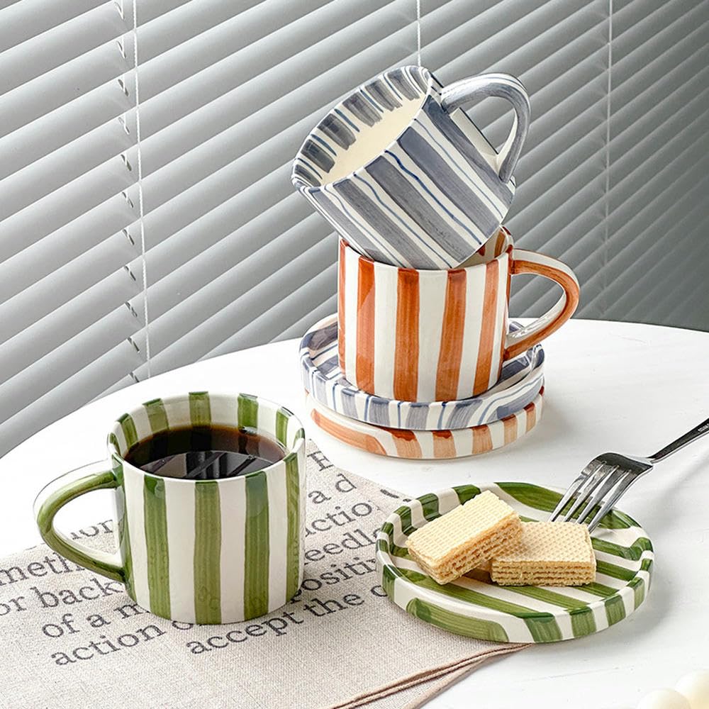 Tasse à café et soucoupe en céramique nordique ens... - Grandado